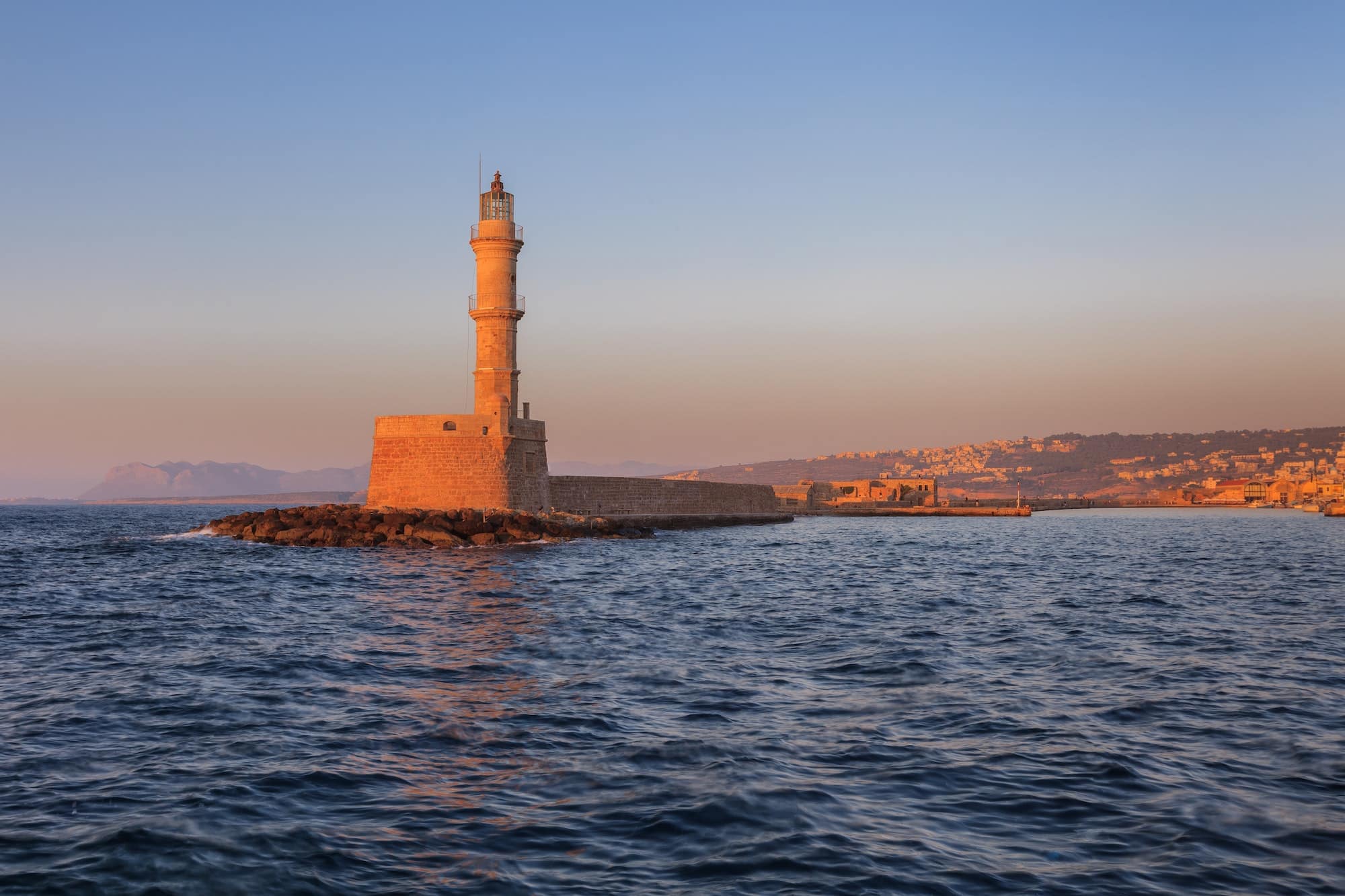 sunset in port of Chania, Crete