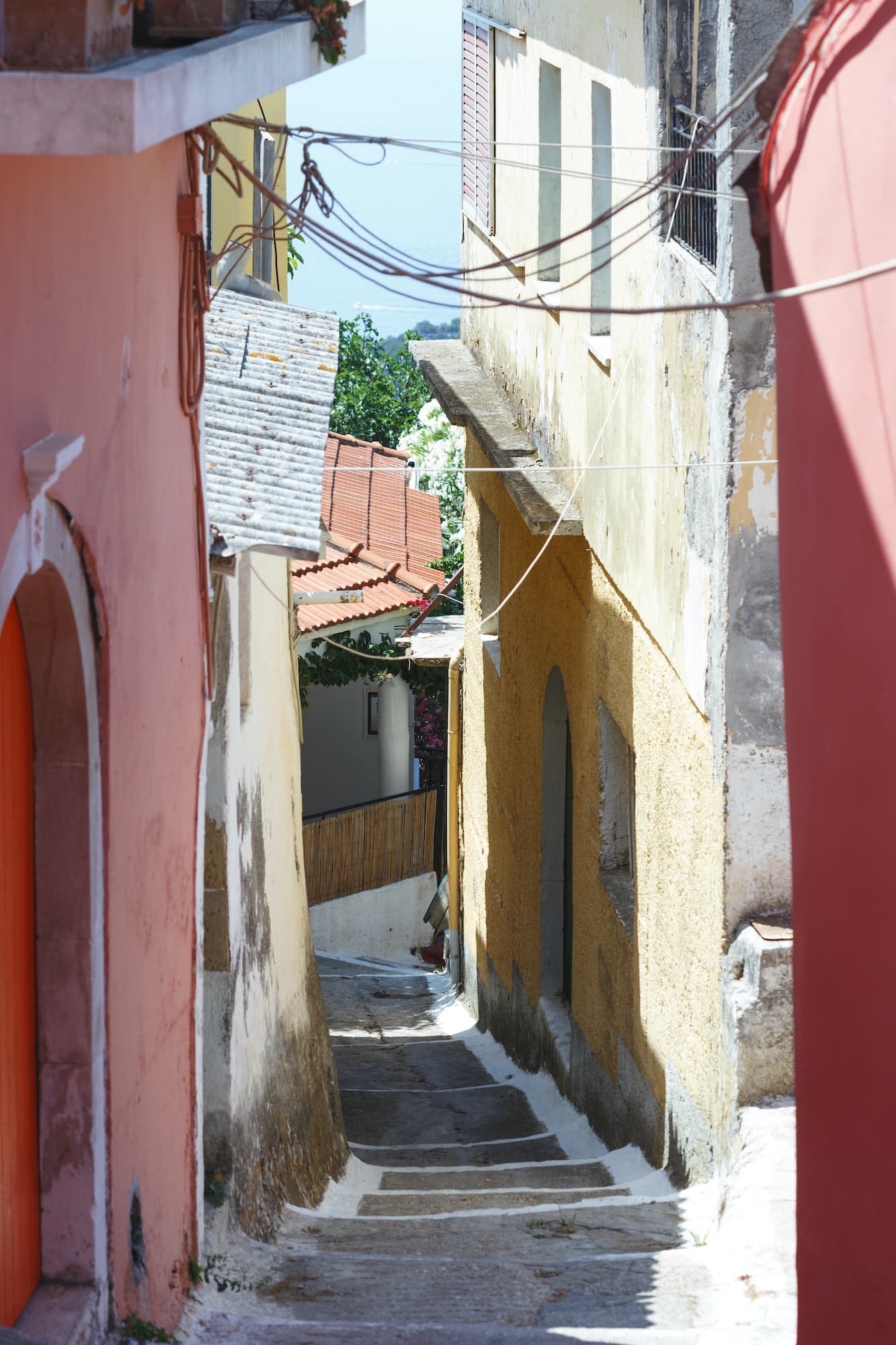 streets of the old small town on the island of Corfu