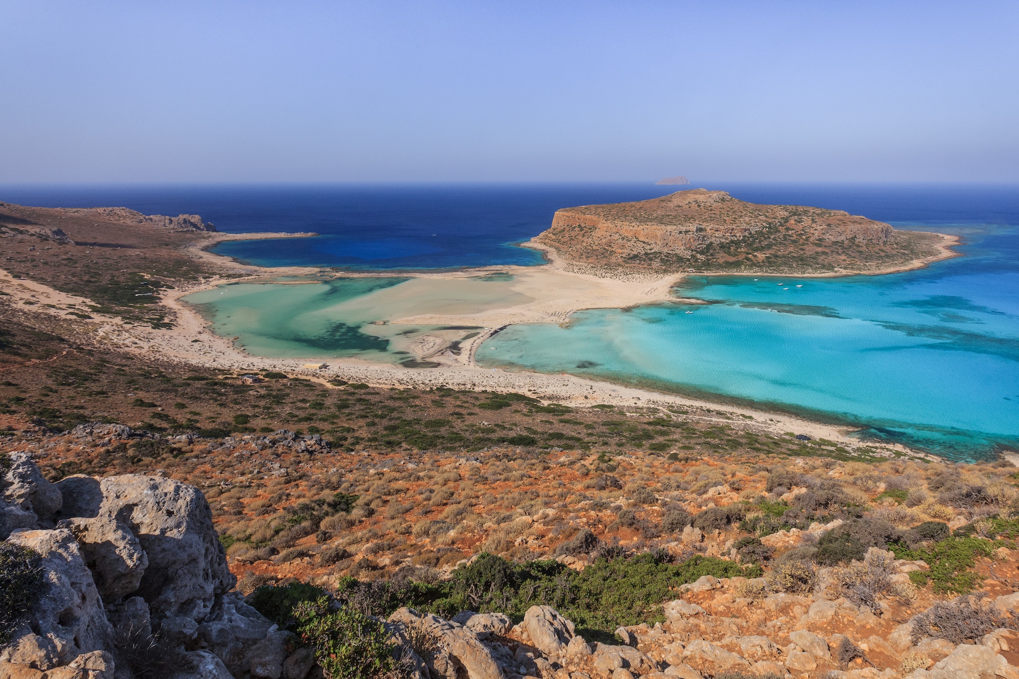 Balos Lagoon and Gramvousa Island in Hania, Crete.
