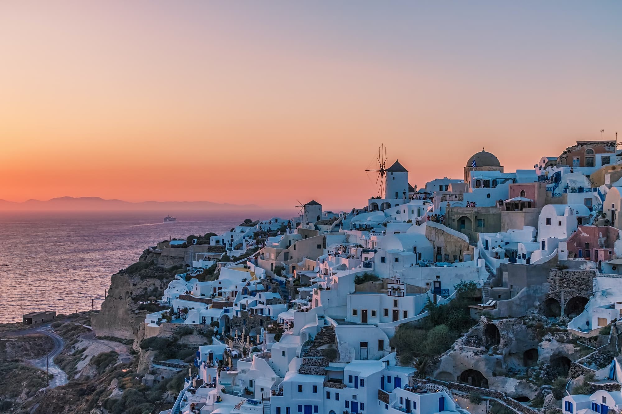 Oia village at sunset, Santorini island