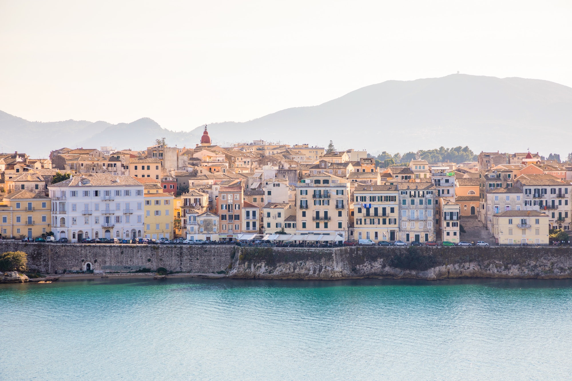 Corfu town view from the water in Greece