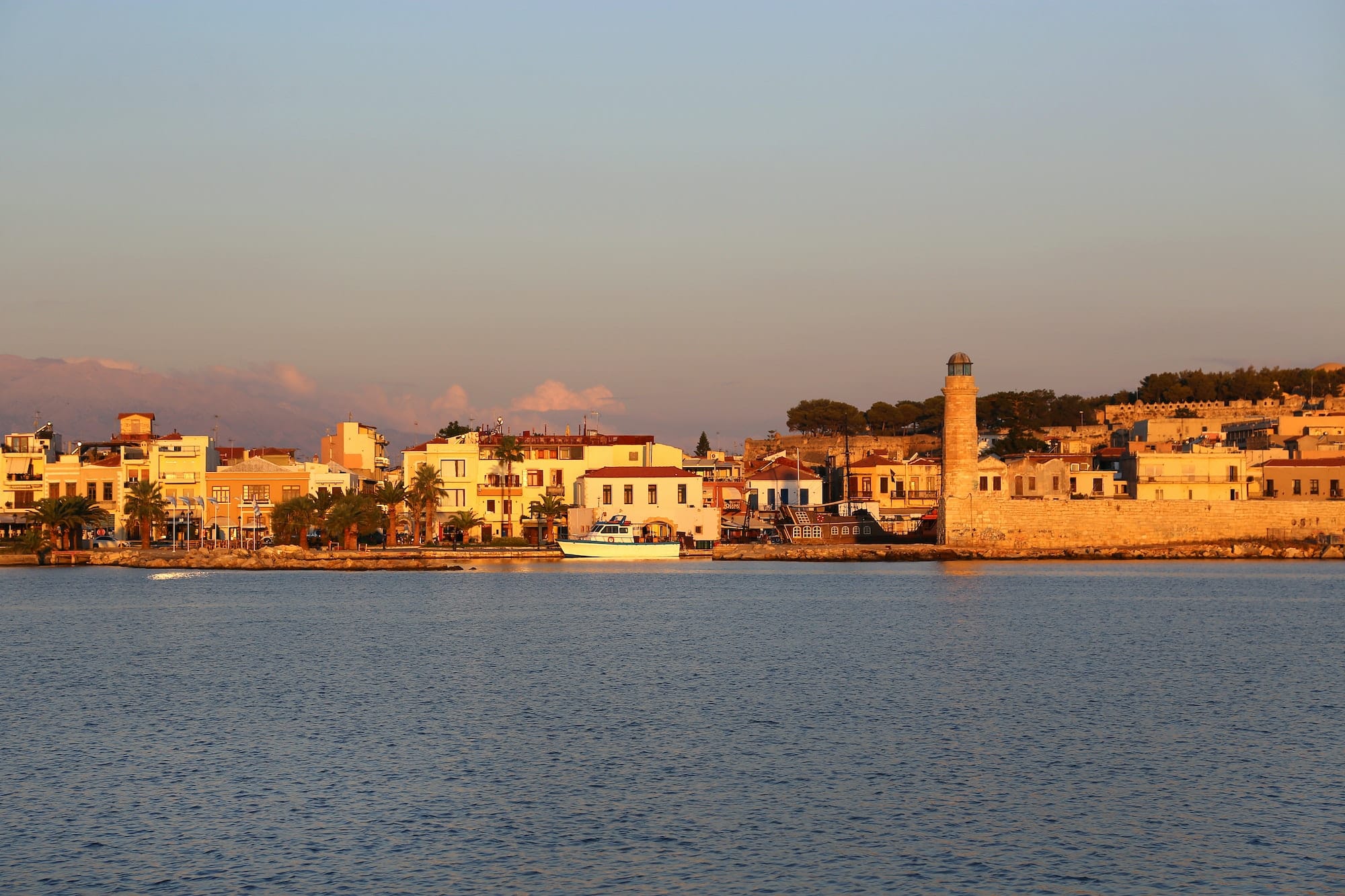 Harbour in Rethymno at sunrise, Crete island, Greece
