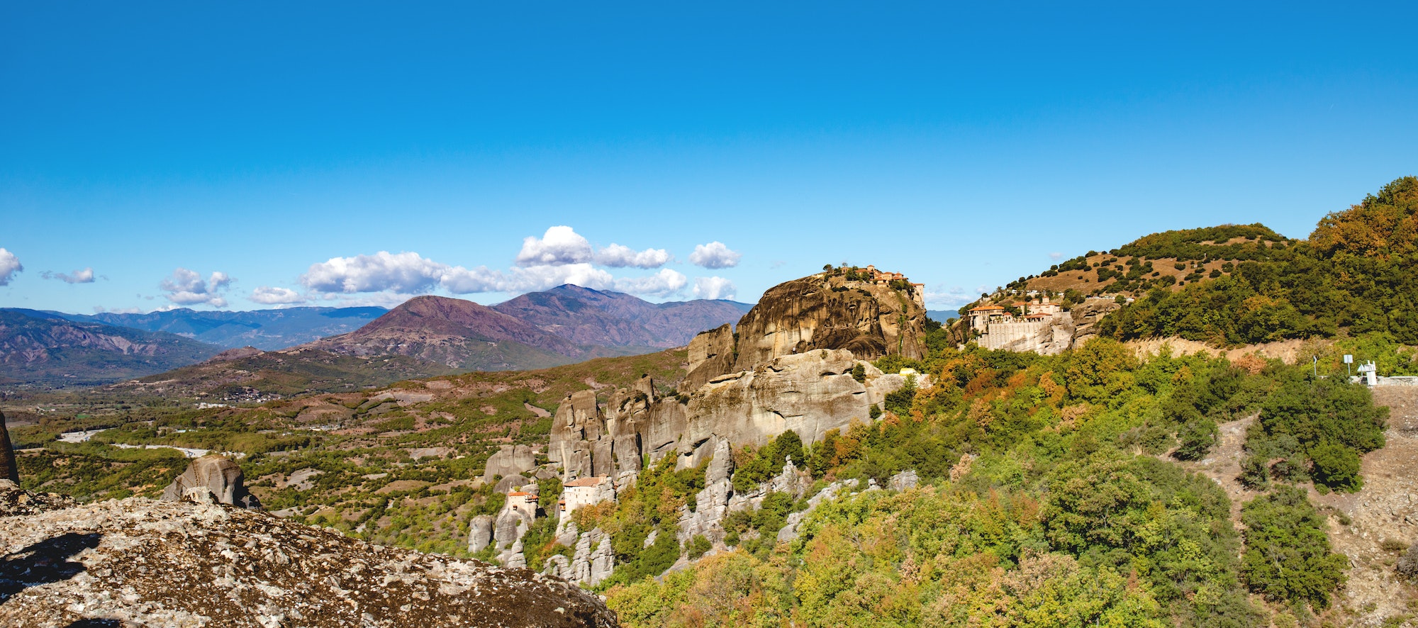 Landscape of Corfu mountains with greenery