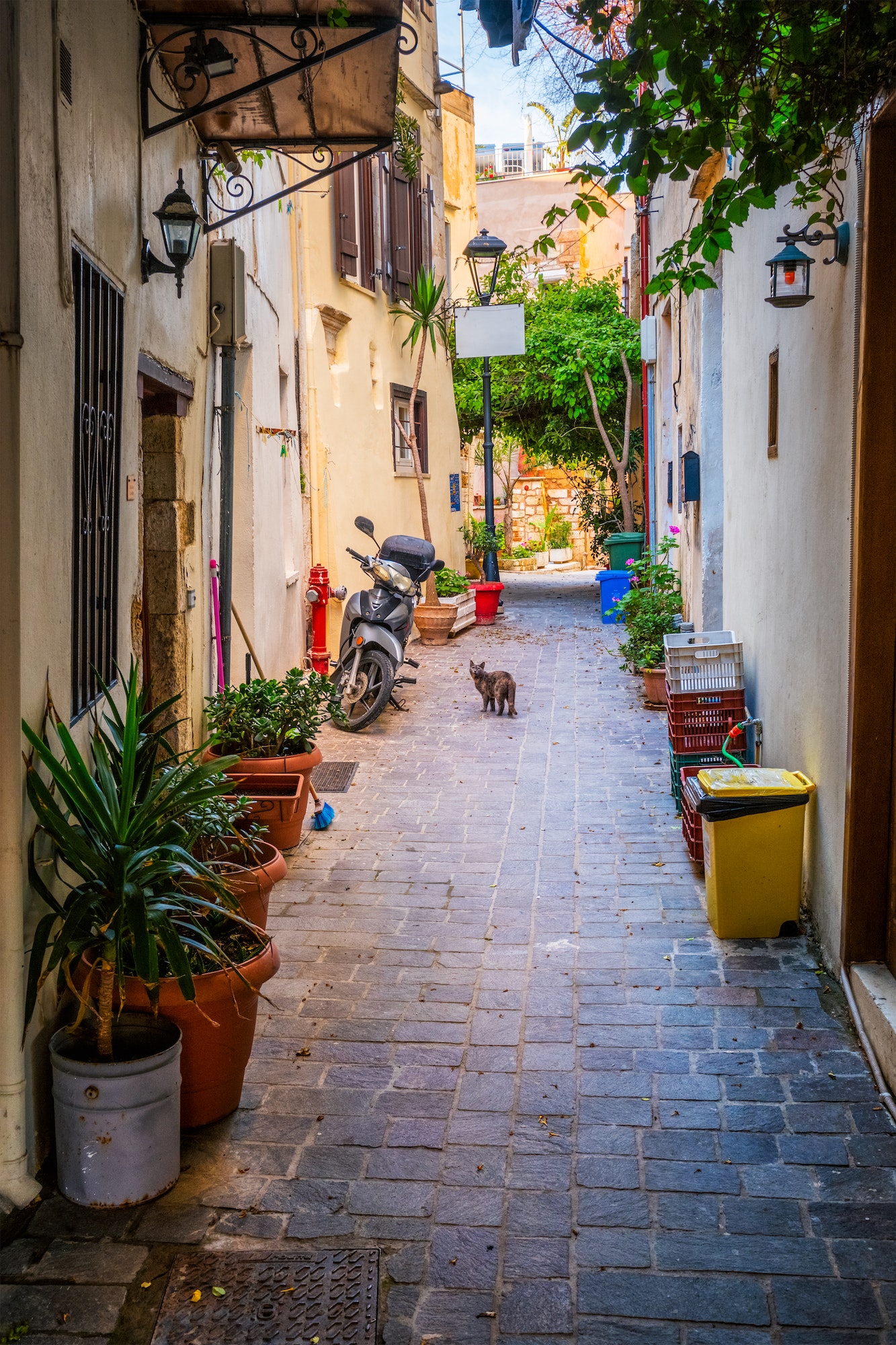 Scenic picturesque streets of Chania venetian town. Chania, Creete, Greece