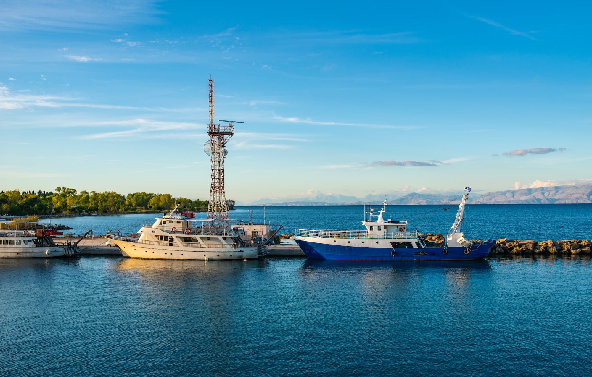 Ferries near Corfu island coast