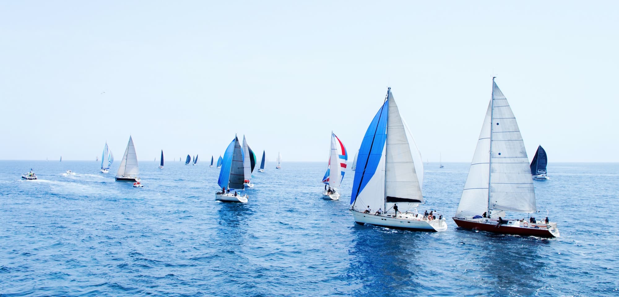 Brindisi, Italy - 06.16.2019: Sailing yachts during regatta Brindisi Corfu