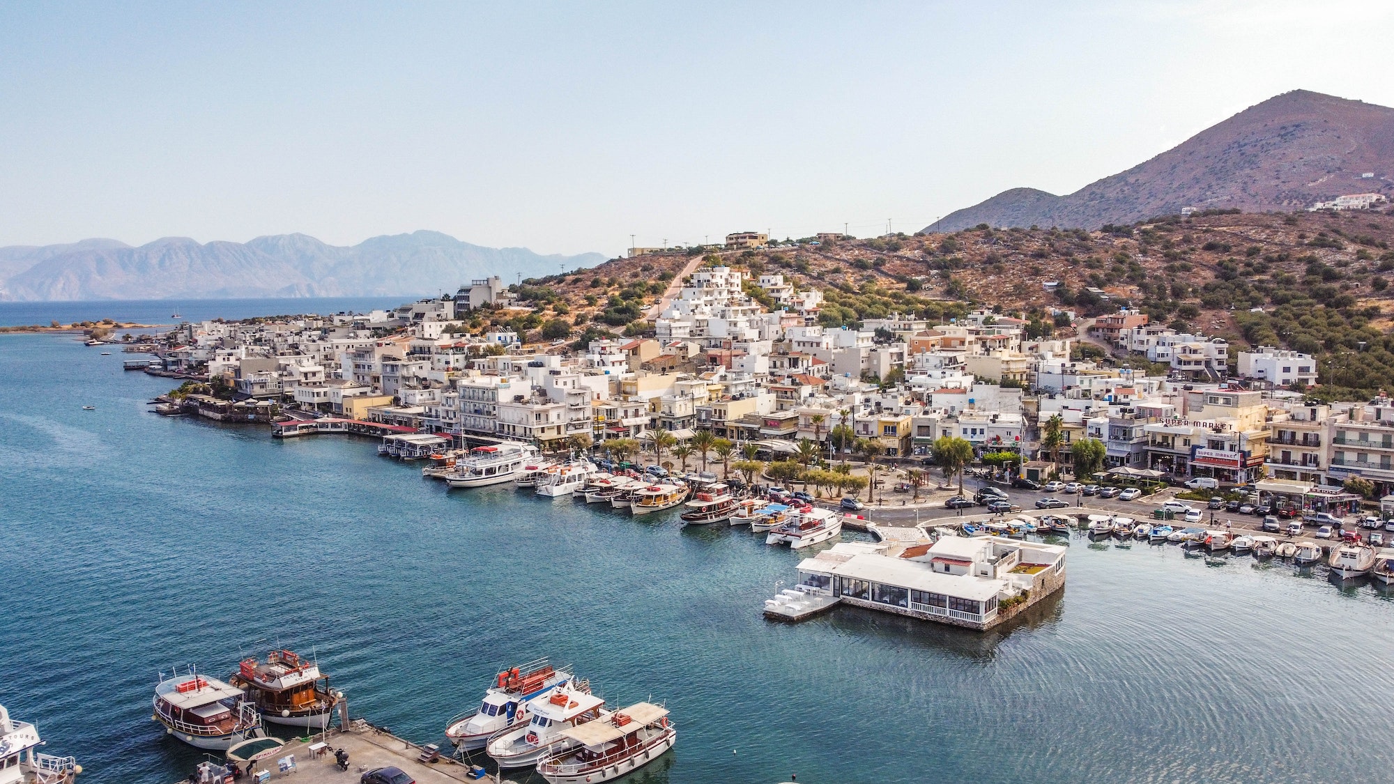 Beautiful small town Elounda in Crete, Greece
