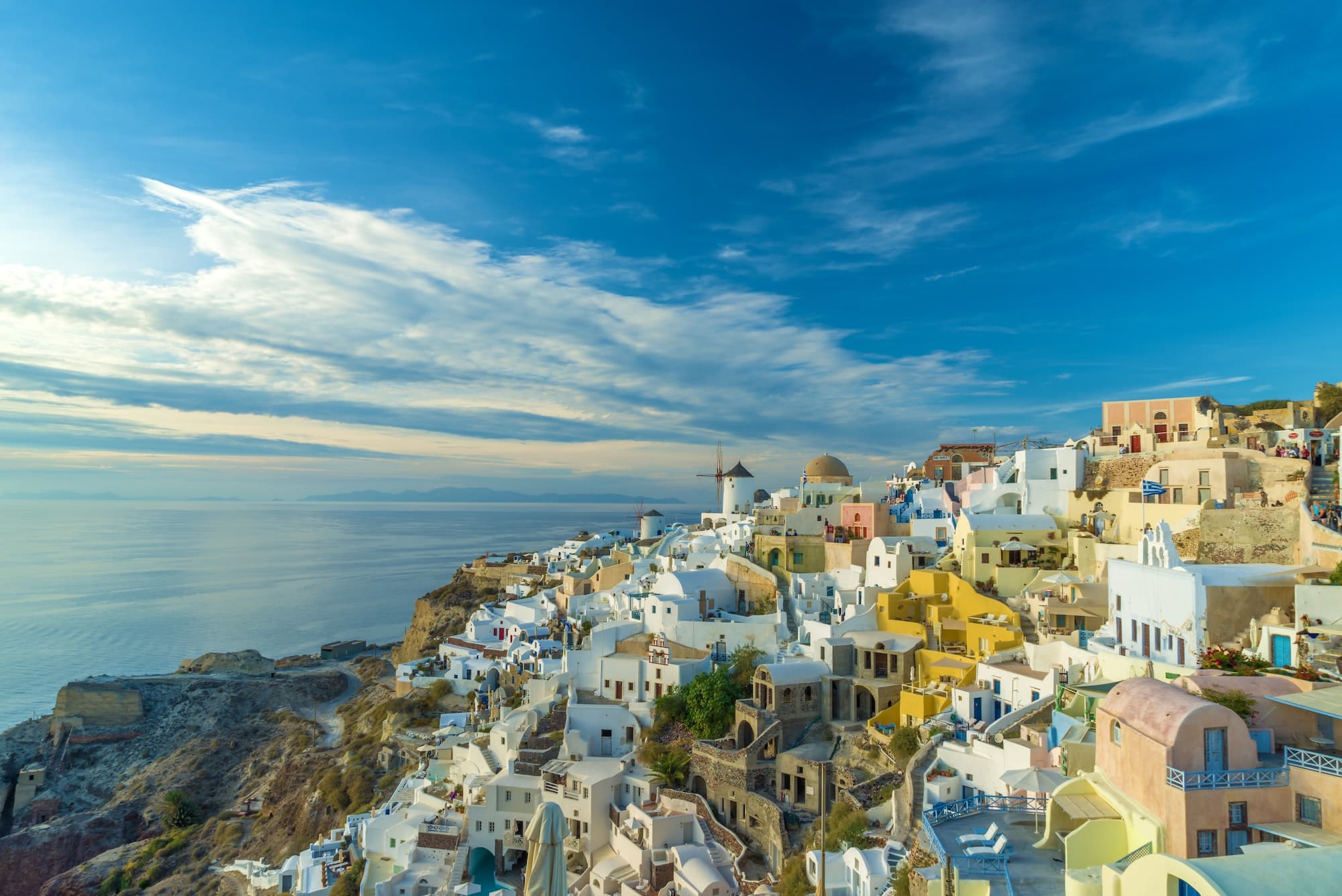 Oia village at the Santorini Island at sunset