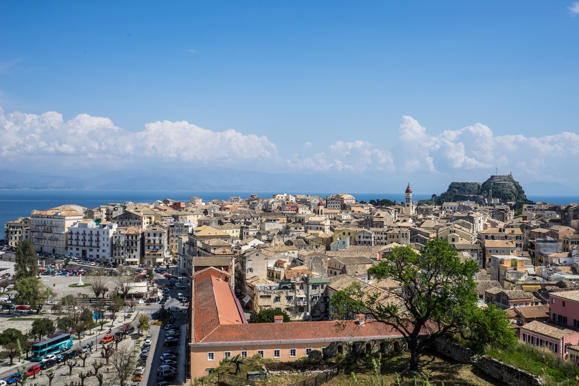 View of the historic center of Corfu town, Greece