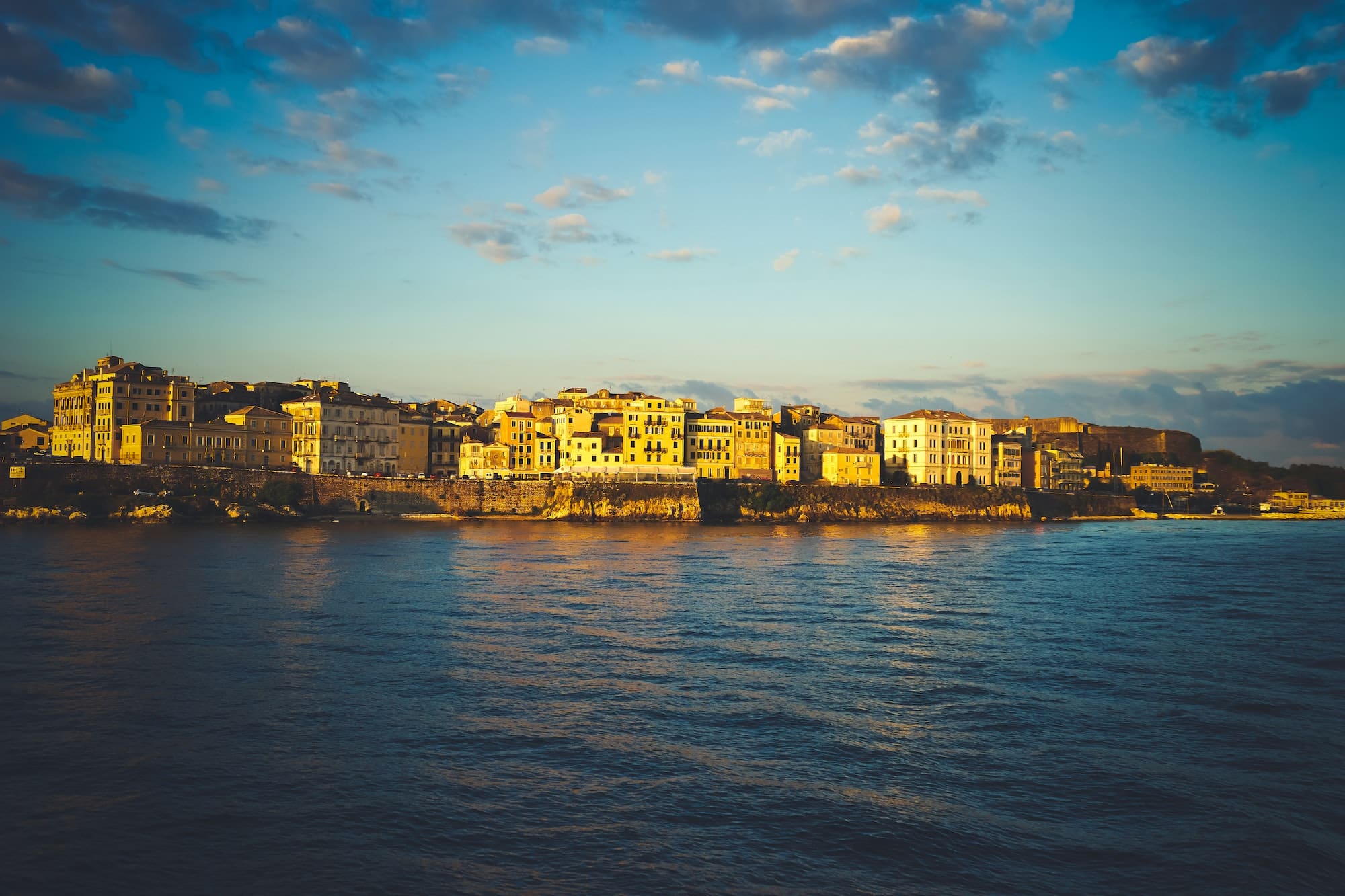Corfu old town on the coast of the Corfu Island in the Aegean se