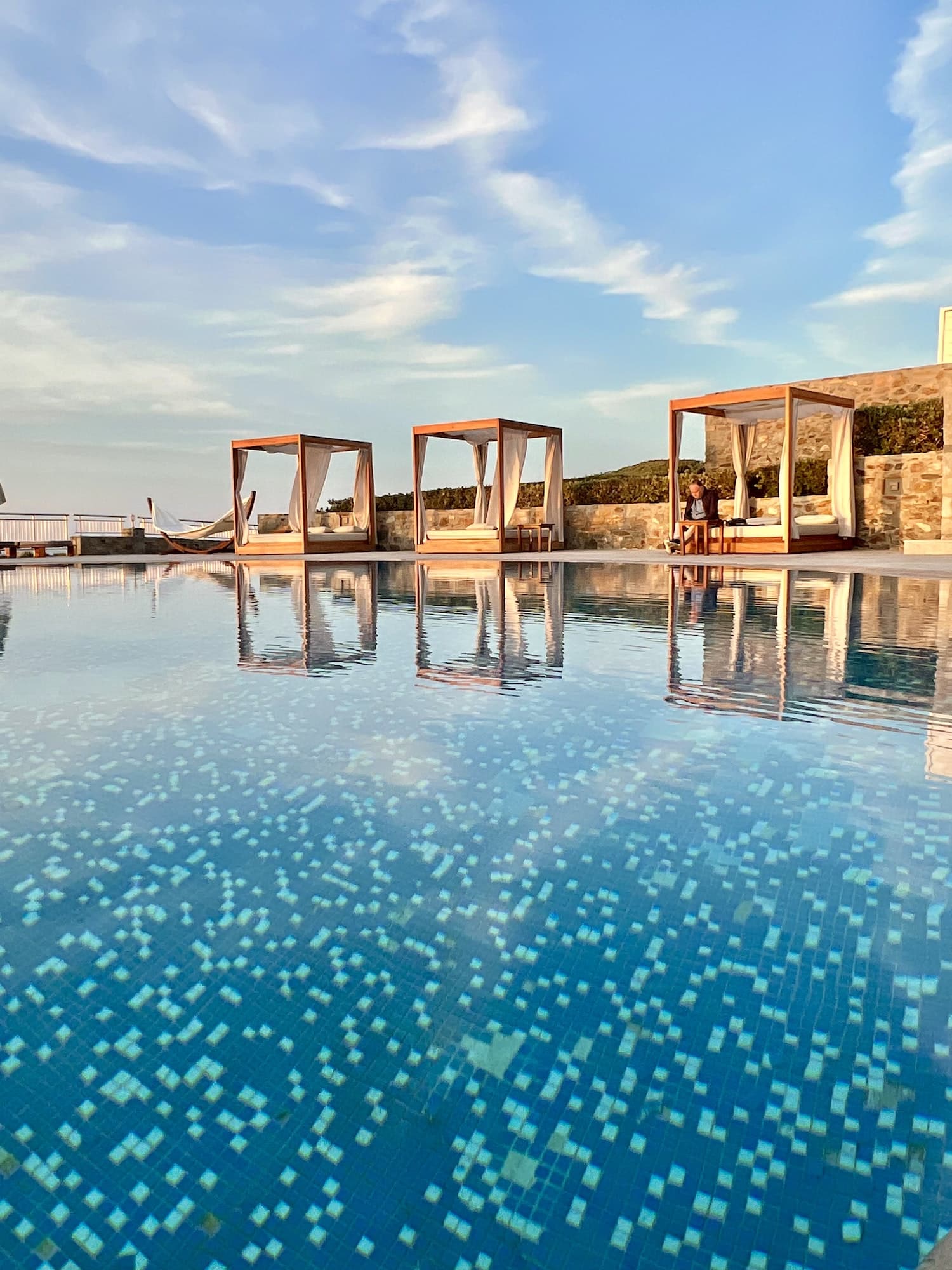 Pool loungers Crete Greece