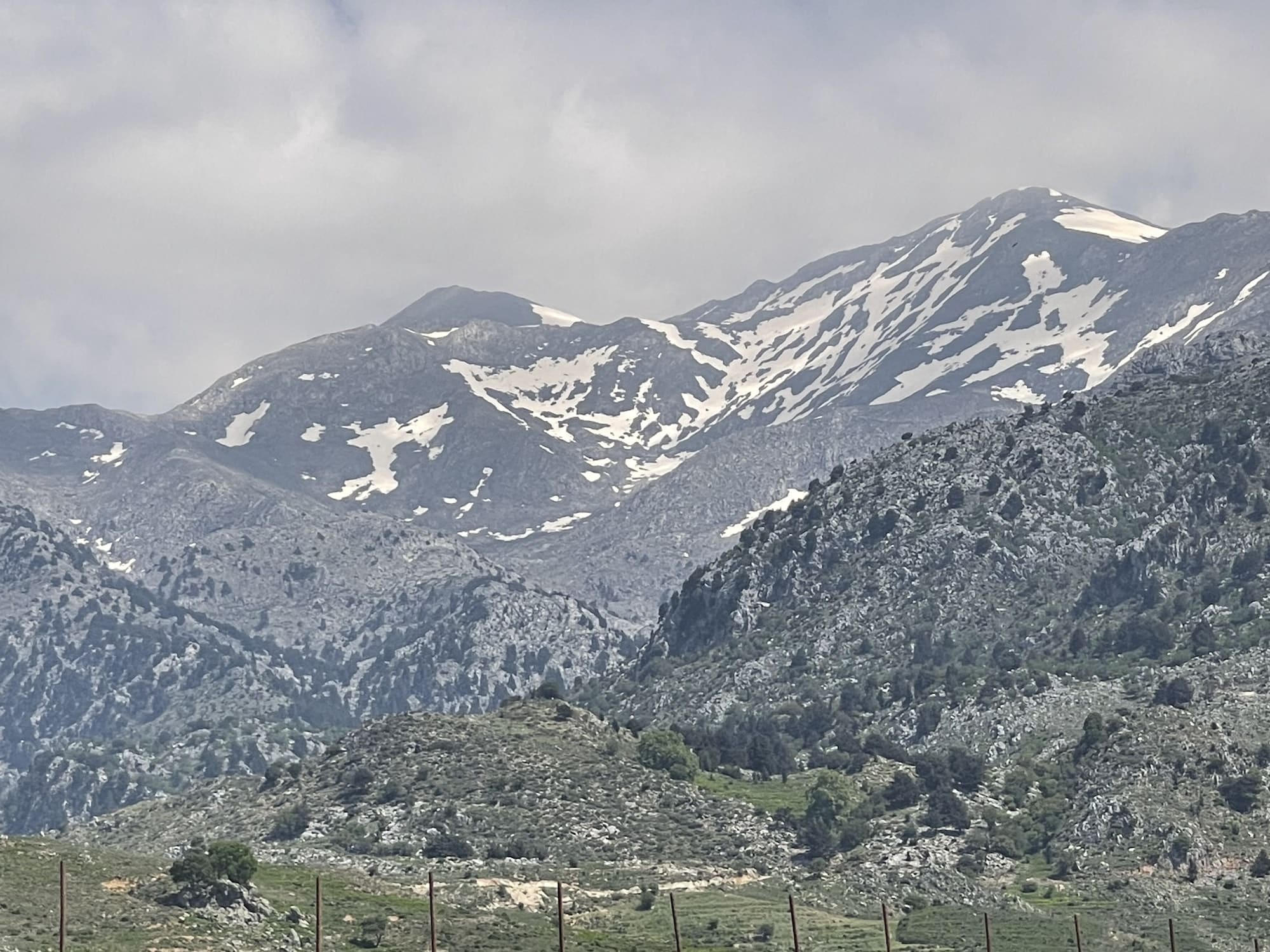 Mountains with snow on Crete