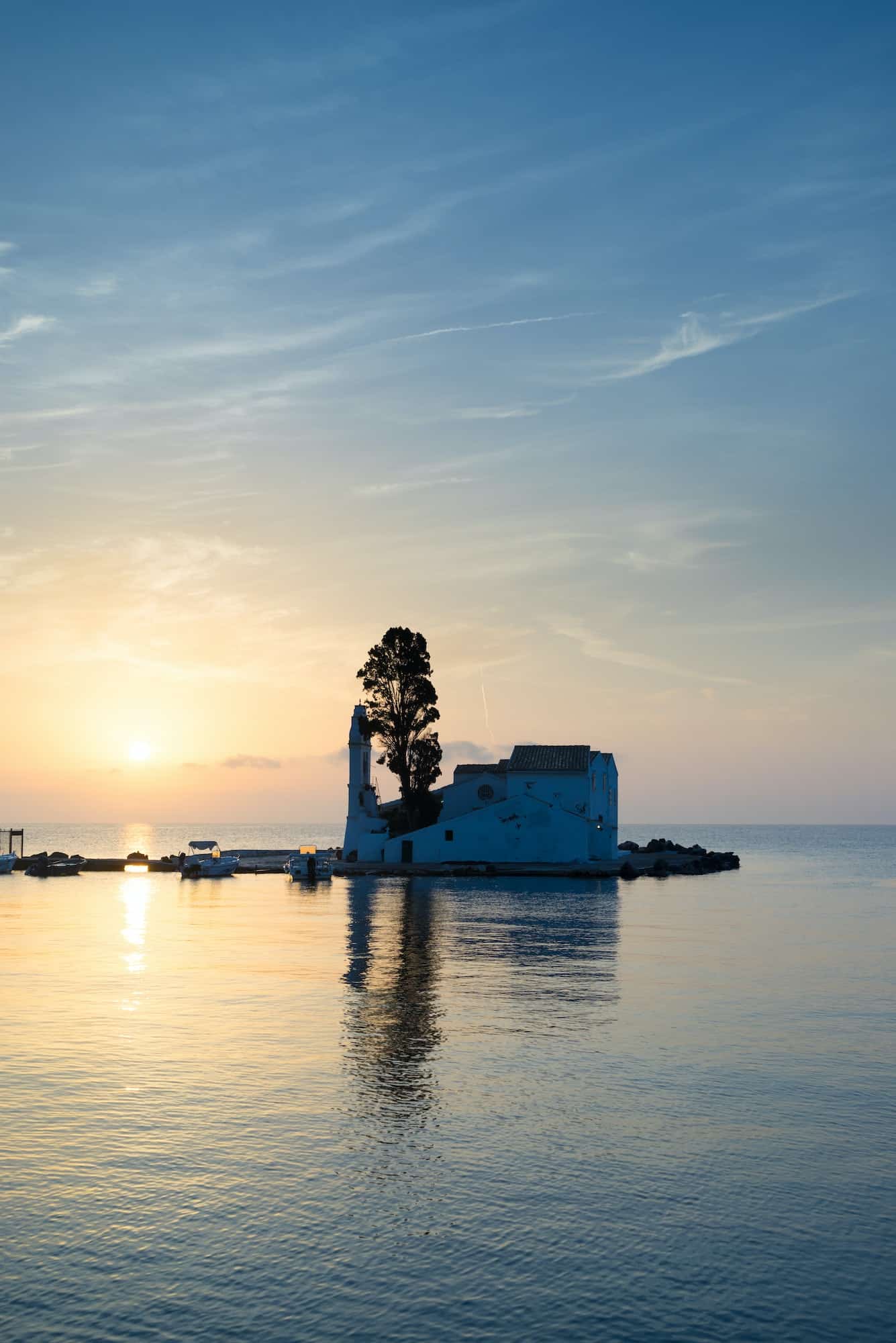 scene of Vlacherna monastery, Kanoni, Corfu