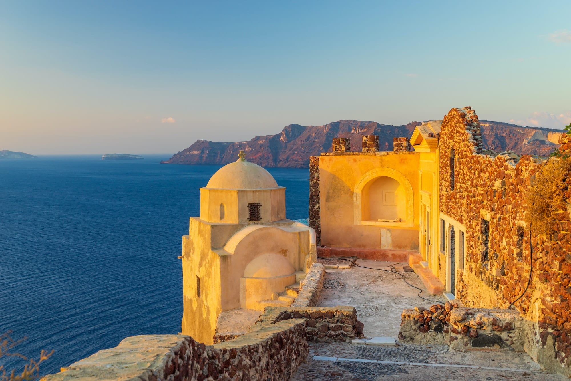 The ruins of the Venetian castle in Oia Santorini G