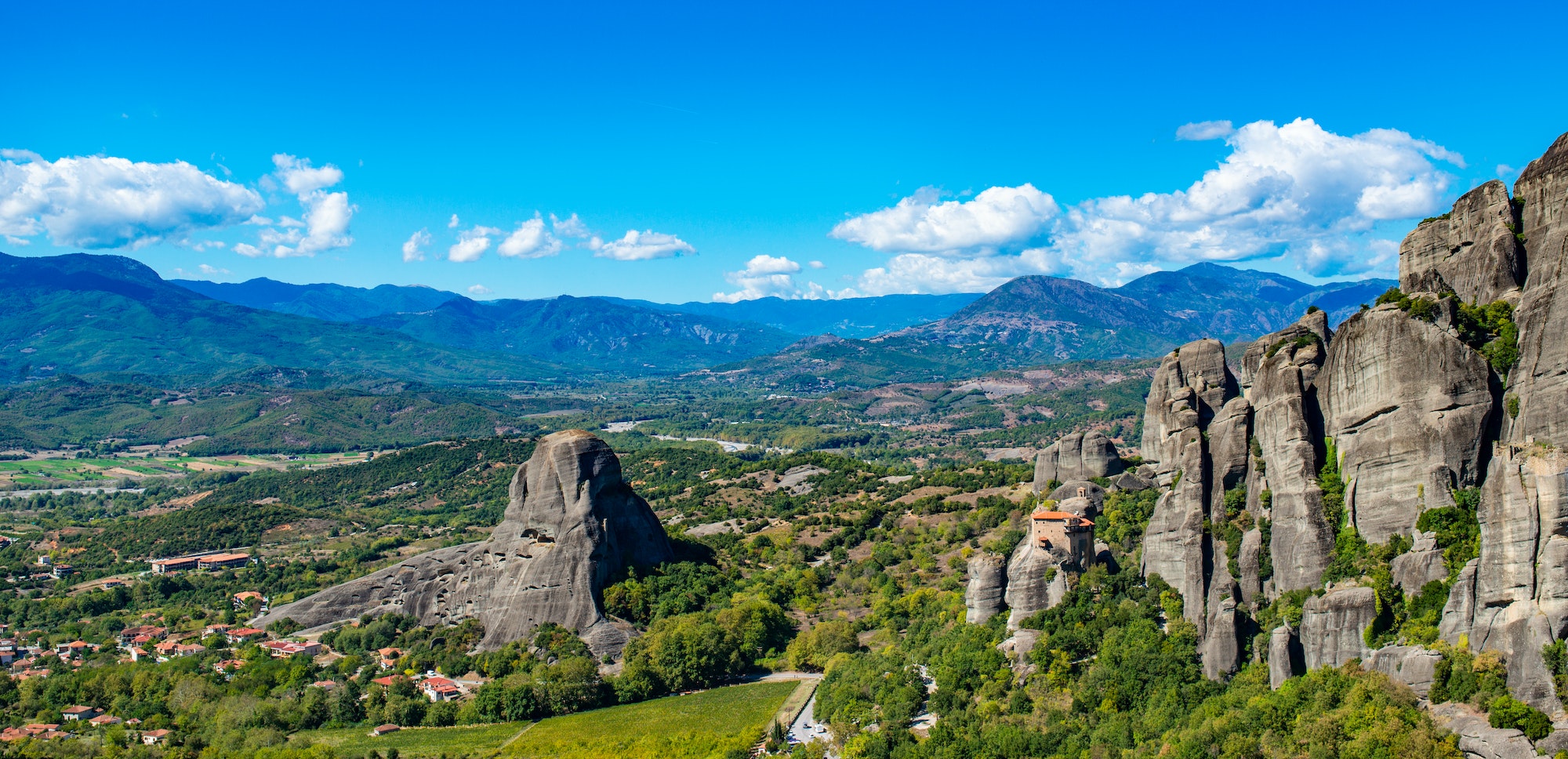 Landscape of Corfu mountains with greenery
