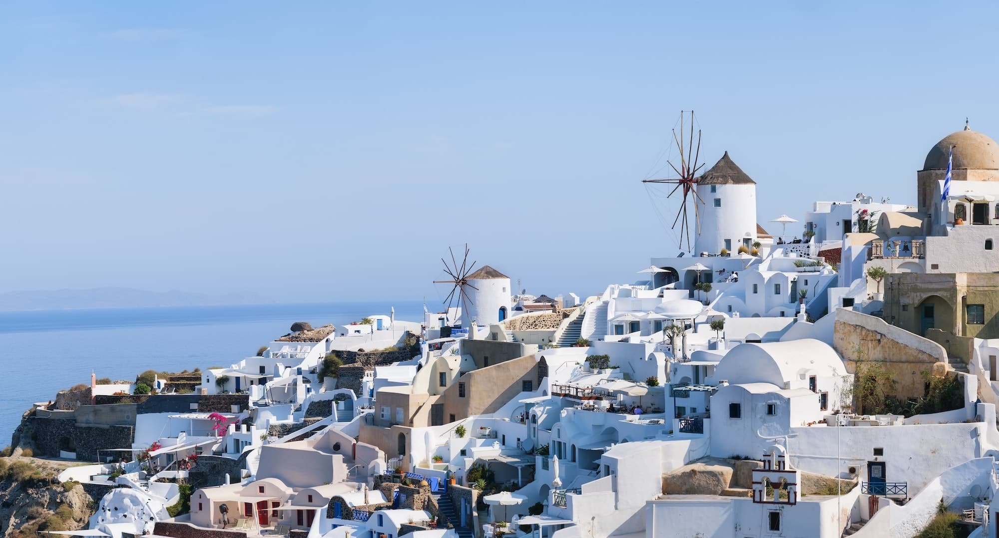 Oia village, Santorini, Greece. View of traditional houses in Santorini