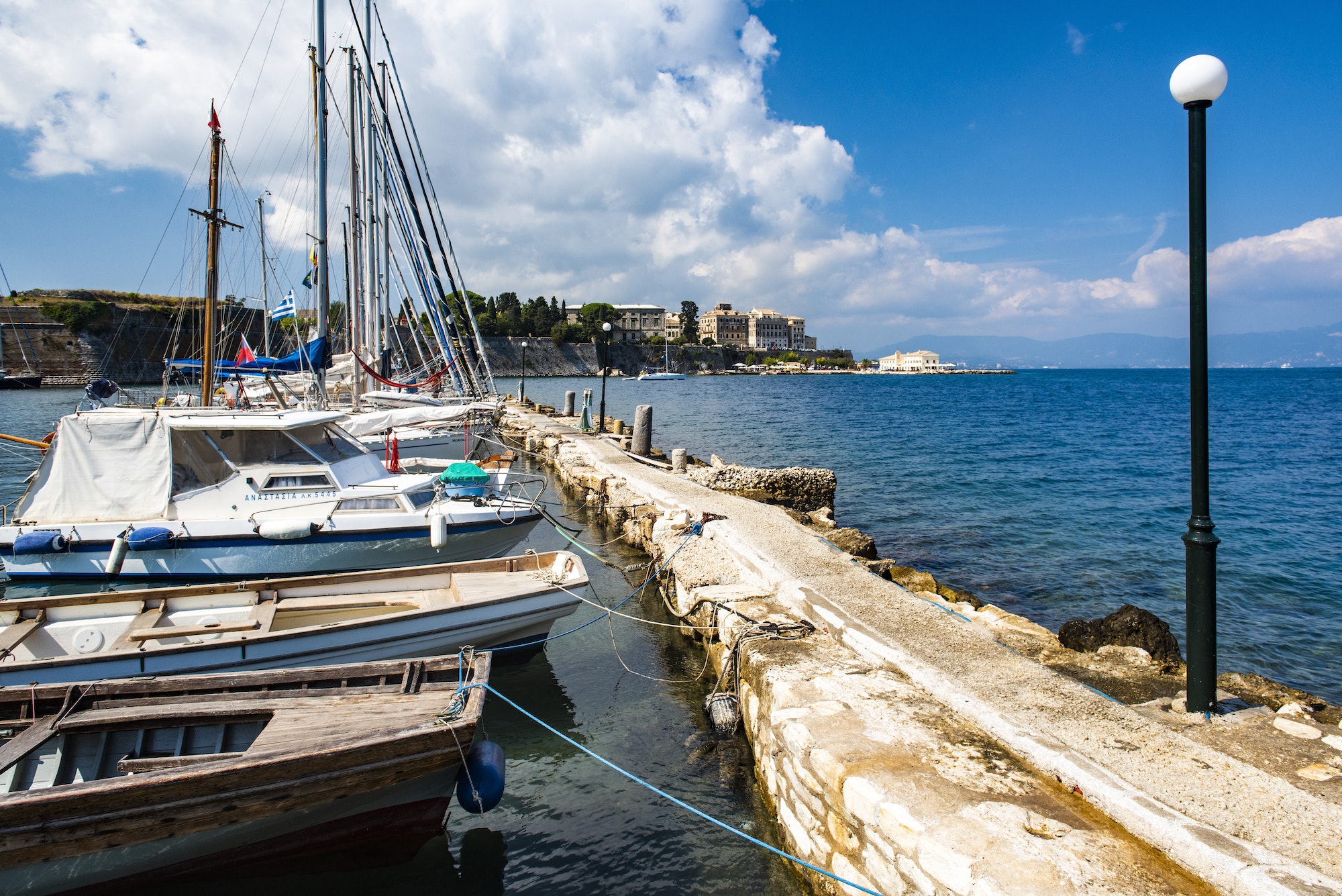 Sailing boats, Corfu Old Town (Kerkyra), Corfu Island, Ionian Islands, Greece, Europe