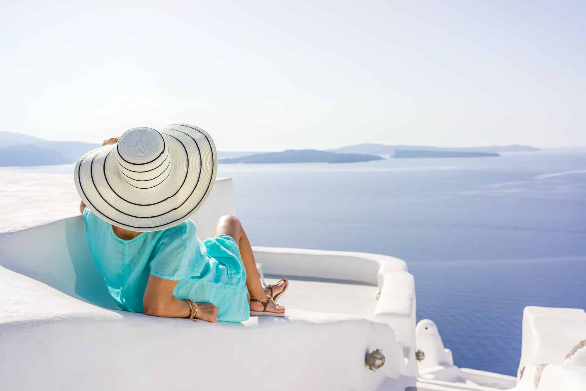 Young woman on holidays, Santorini