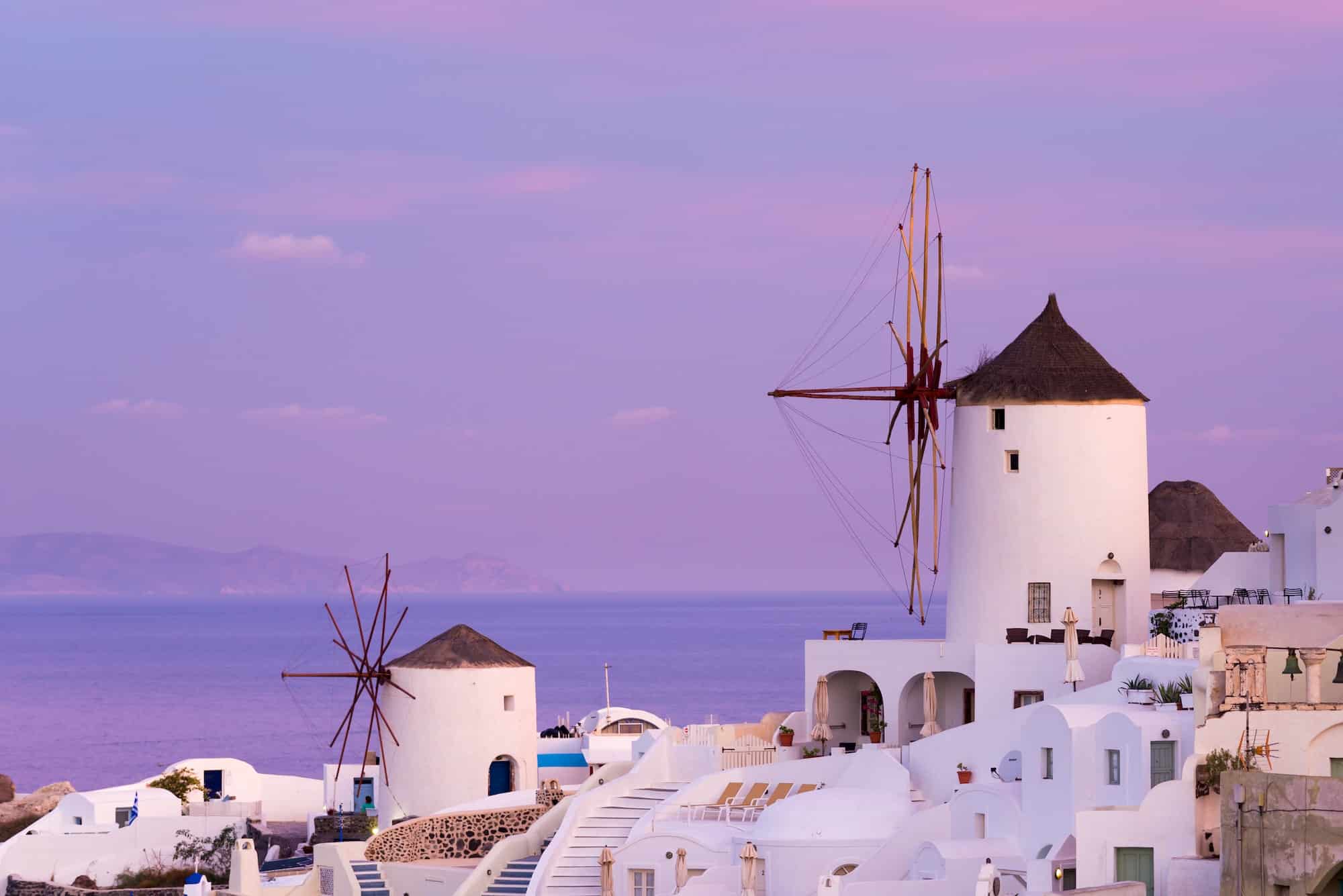 Oia village at the Santorini Island at sunset