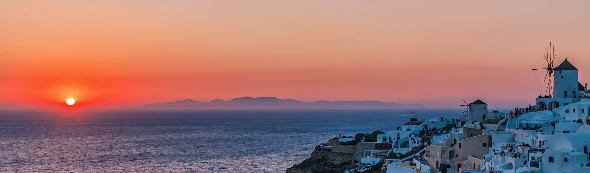 Oia village at sunset, Santorini island