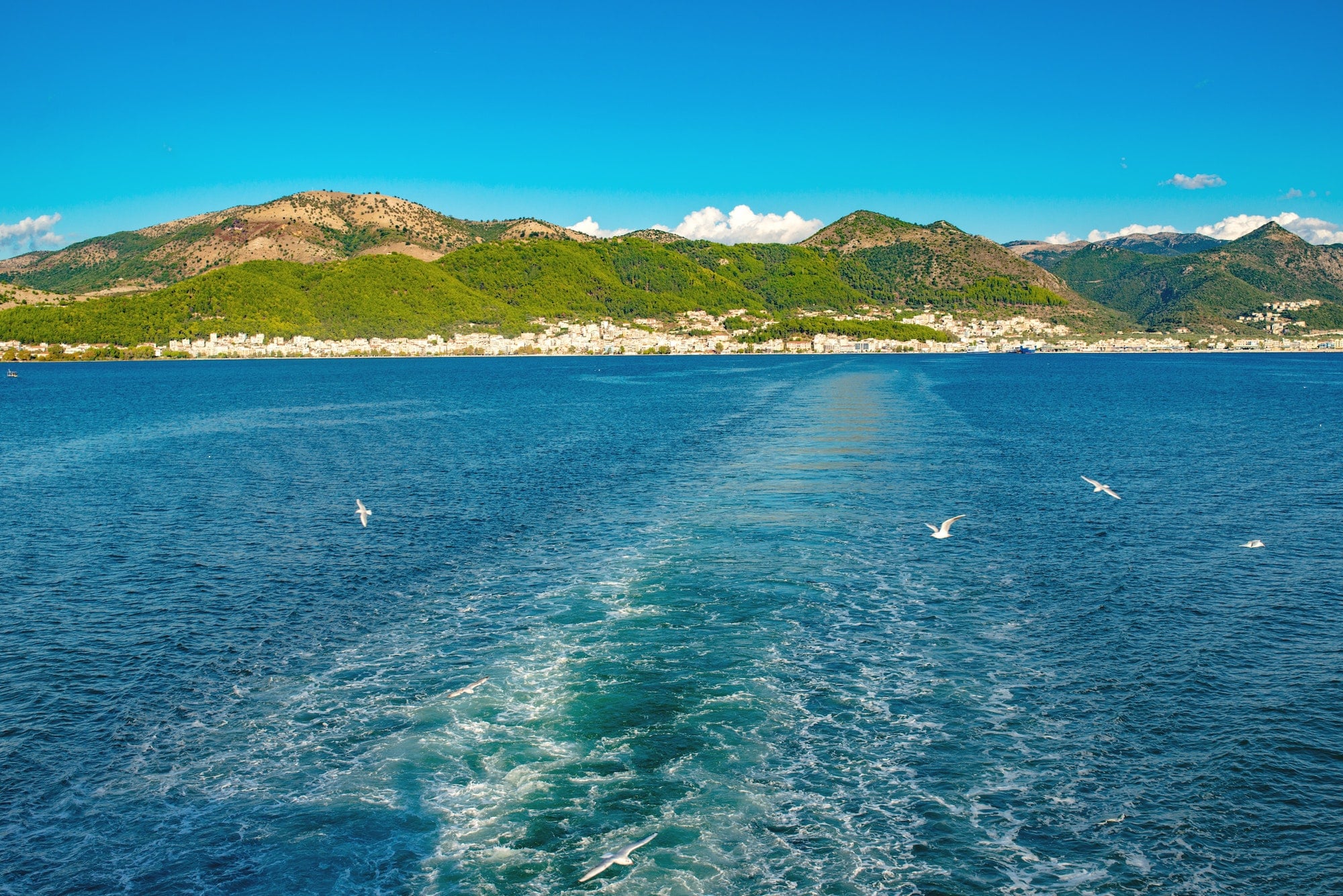 View of Corfu island from Ionian sea