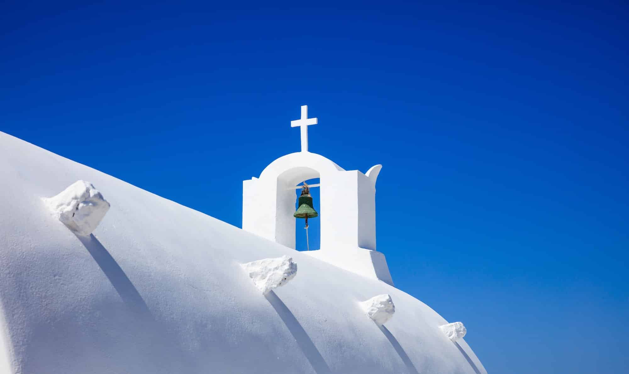 White church in Santorini Greece