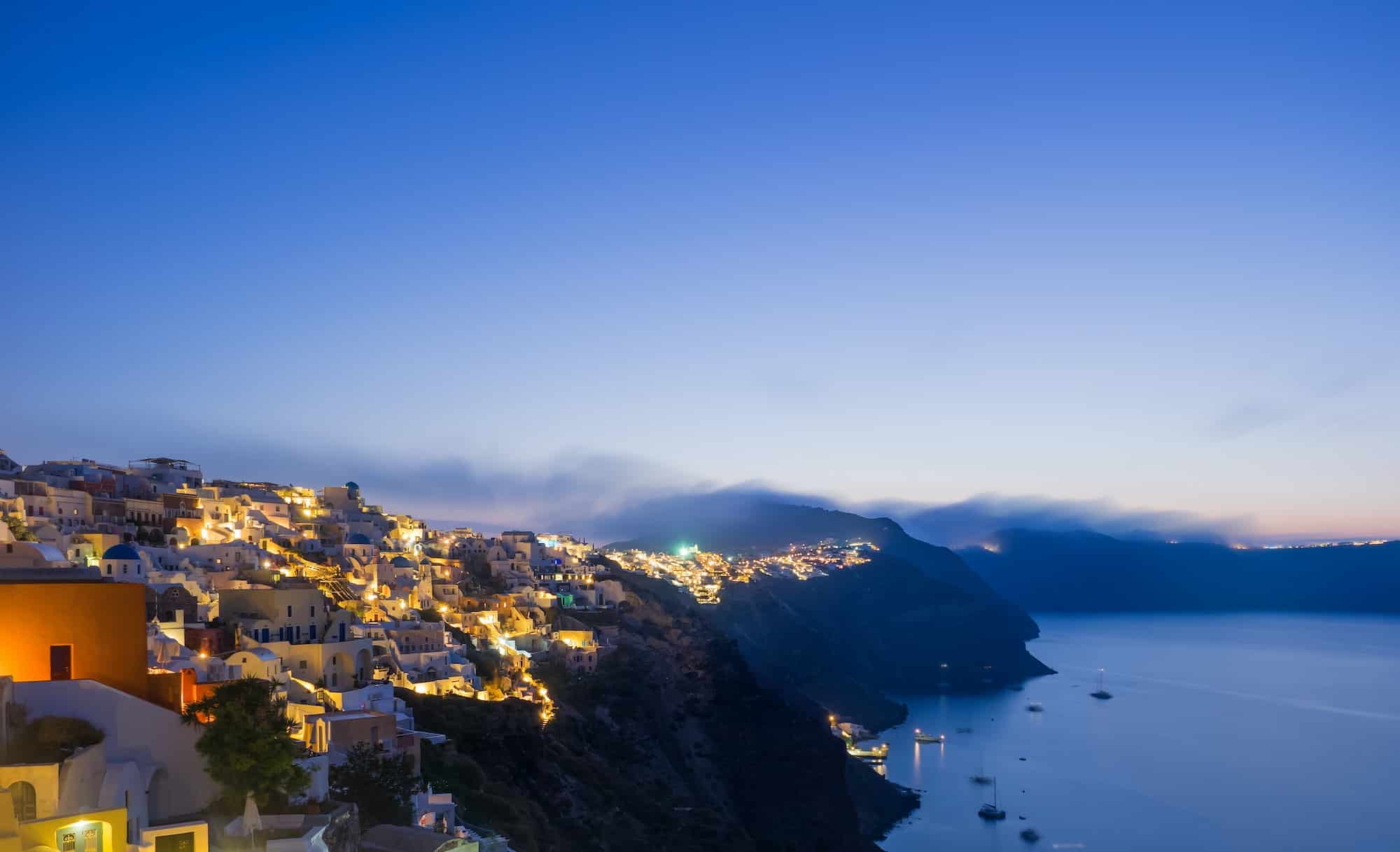 Old Town of Oia or Ia on the island Santorini