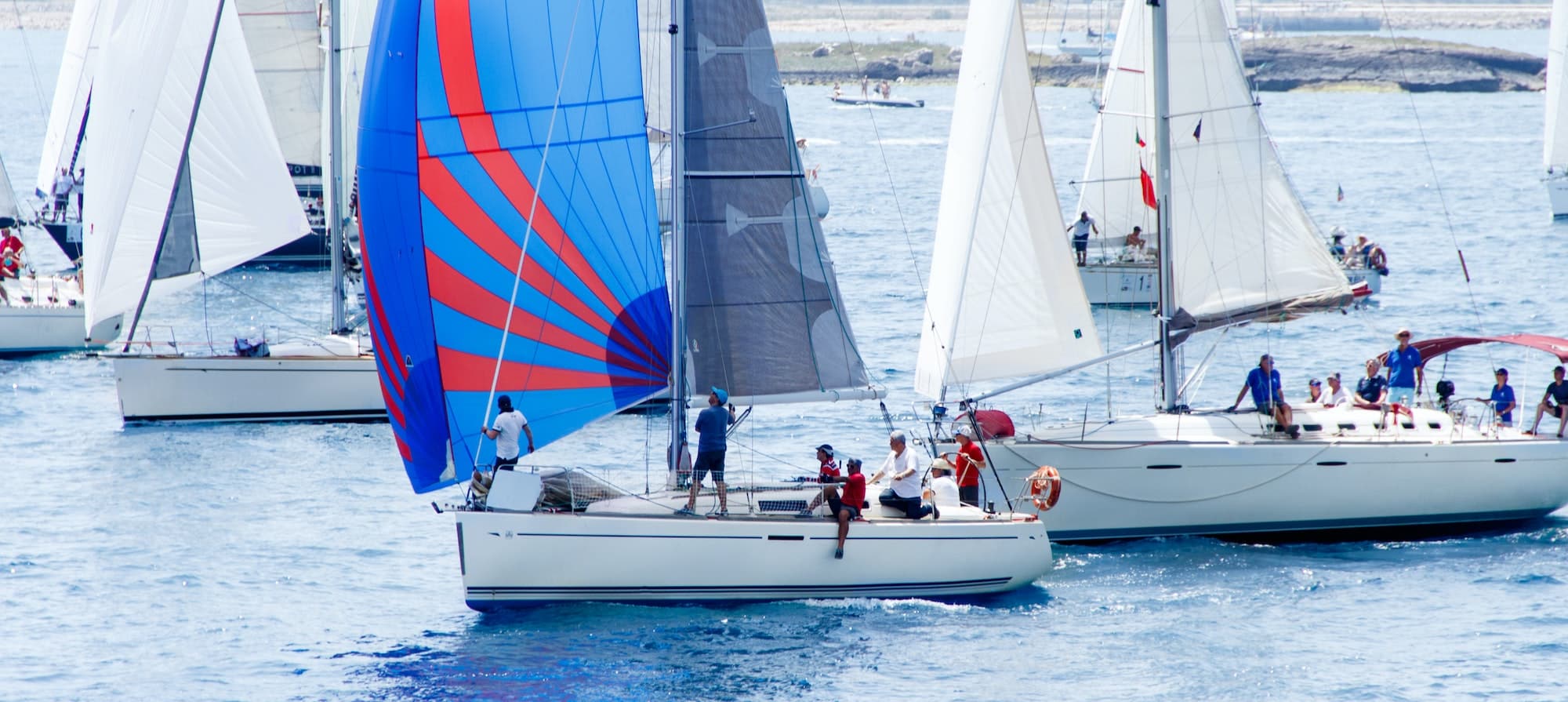 Brindisi, Italy - 06.16.2019: Sailing yachts during regatta Brindisi Corfu