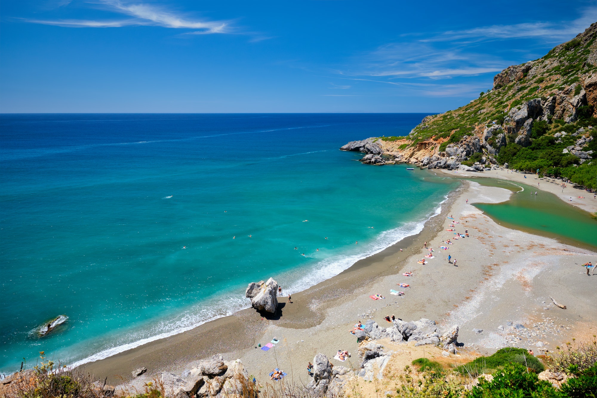 View of Preveli beach on Crete island in Greece