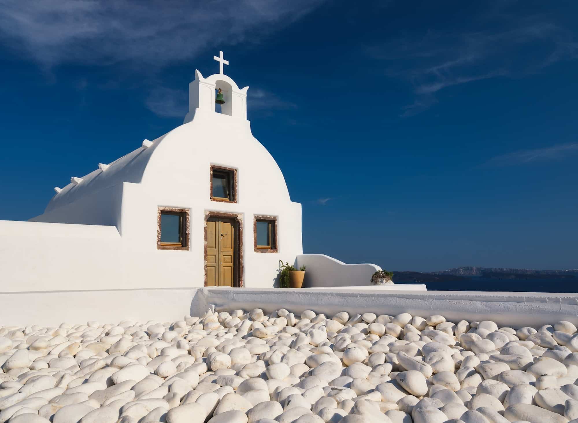 Santorini, Greece. A view of traditional Greek architecture.. Oia village, Santorini Island, Greece.