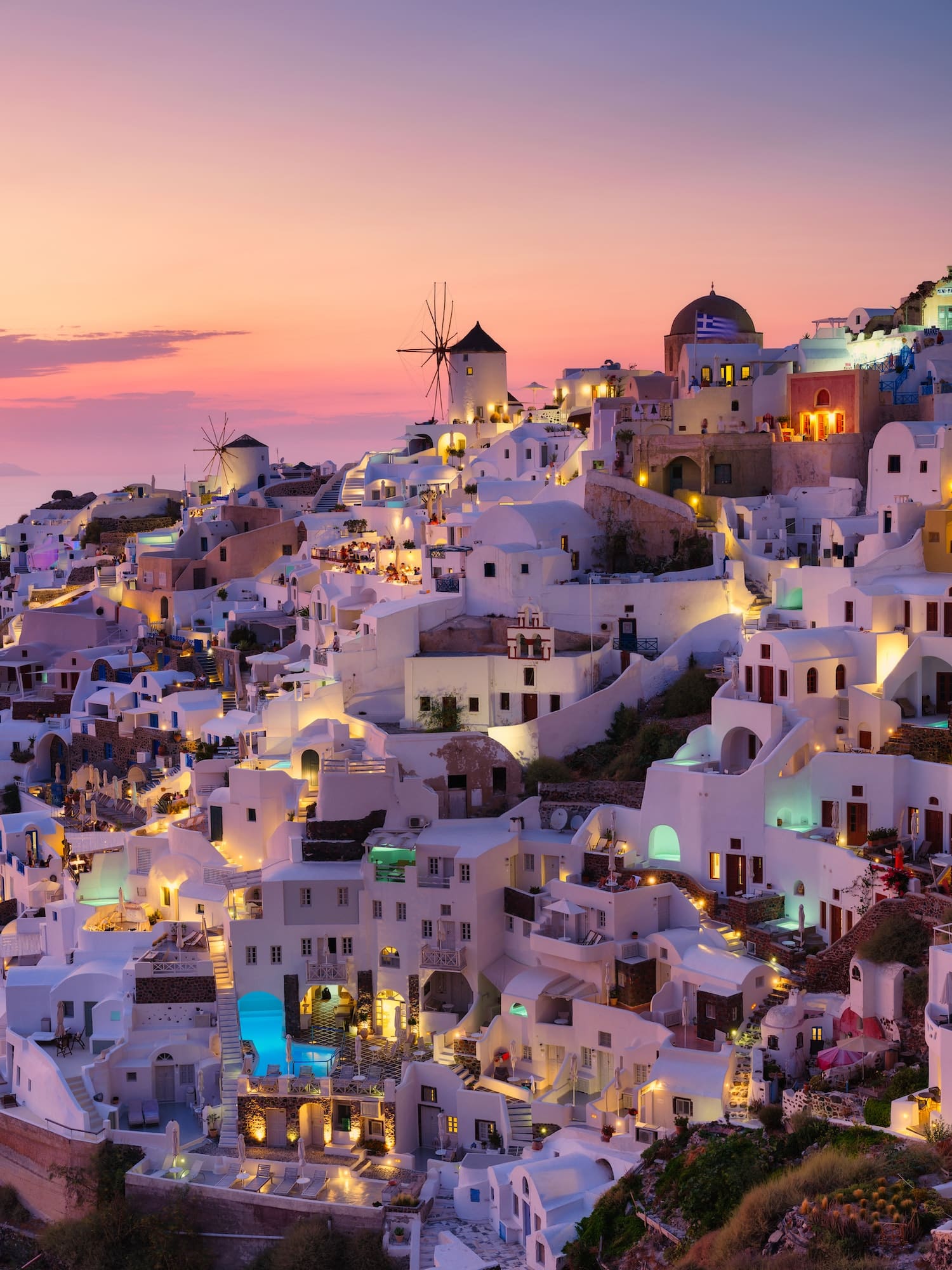Oia village, Santorini, Greece. View of traditional houses in Santorini.