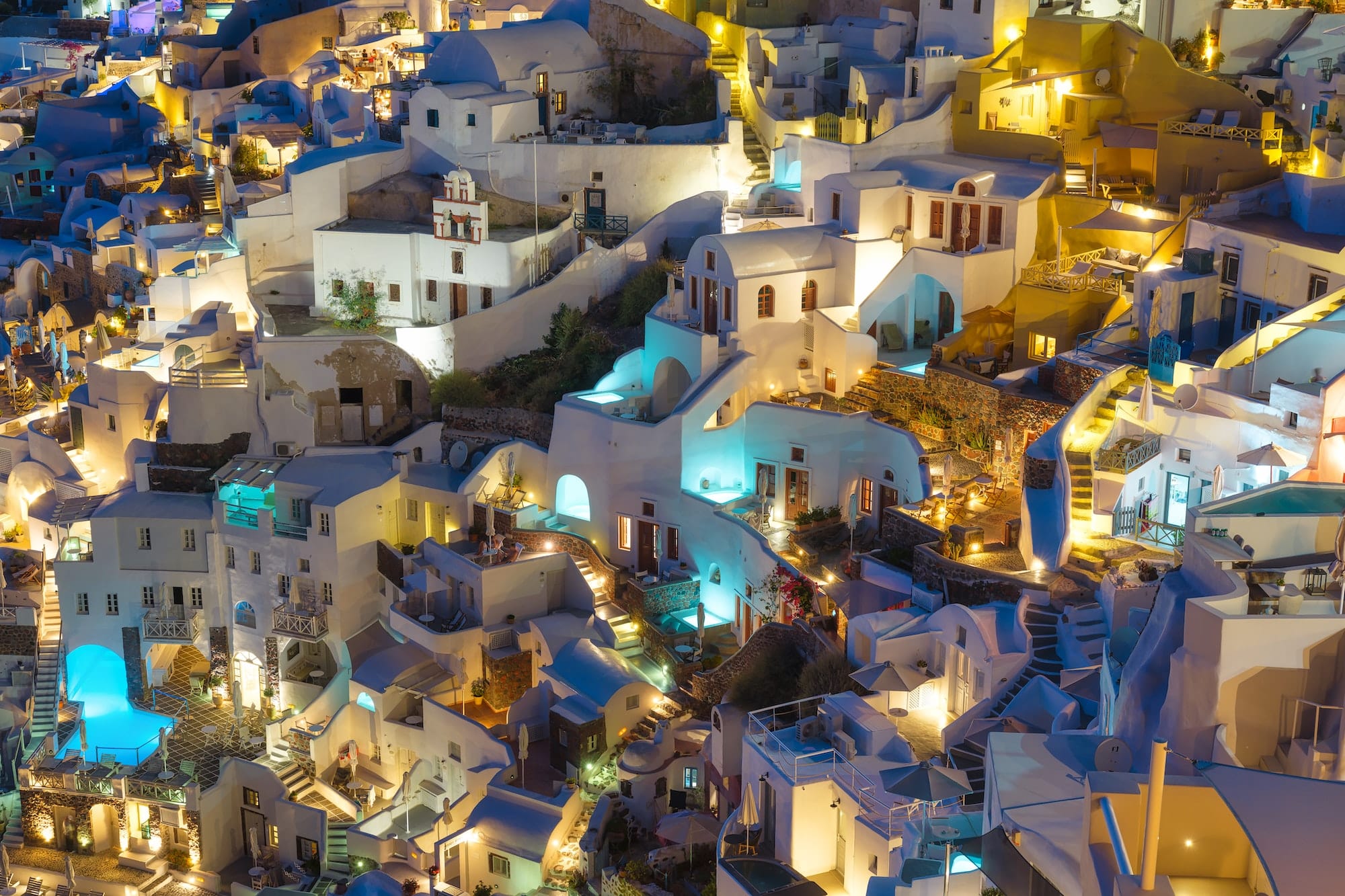 Oia village, Santorini, Greece. View of traditional houses in Santorini.
