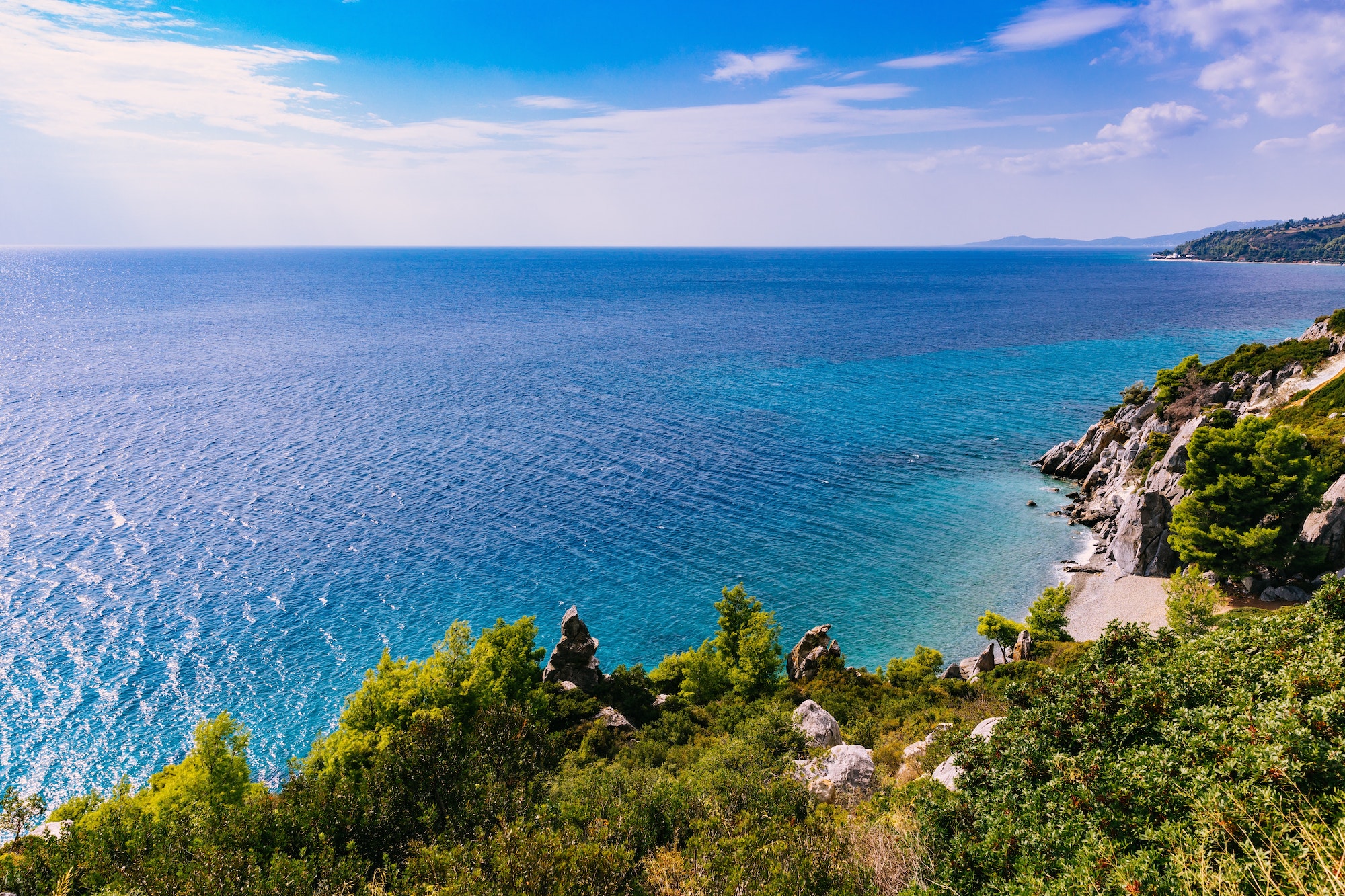 beautiful landscape of turquoise sea and rocky coast in Greece