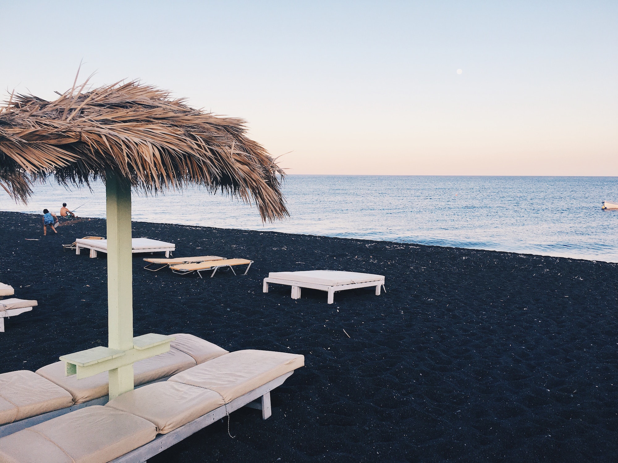 Black beach. In Santorini, Greece.