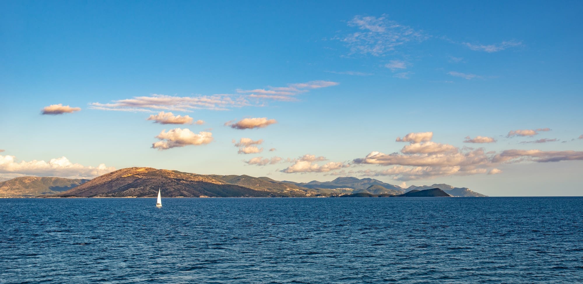 Sealine of Ionian sea near Corfu island