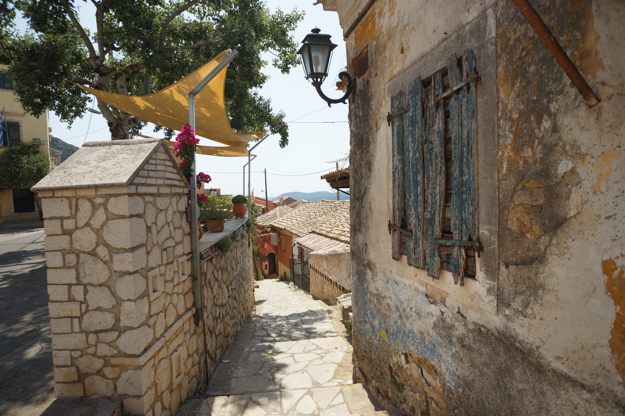 streets of the old small town on the island of Corfu