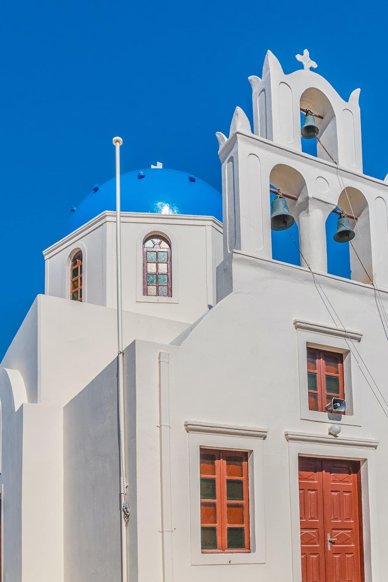 White architecture of Oia village on Santorini island.