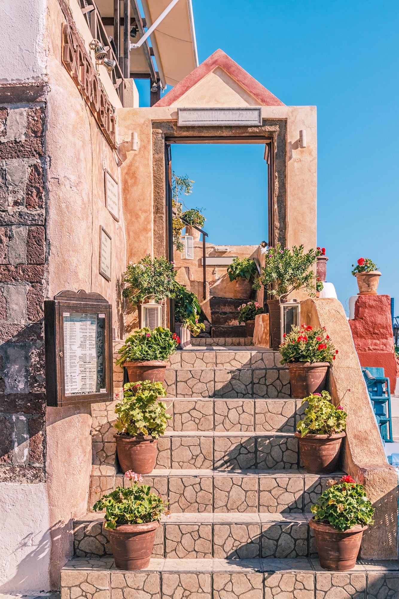 Wonderful view of City buildings and bay on Santorini