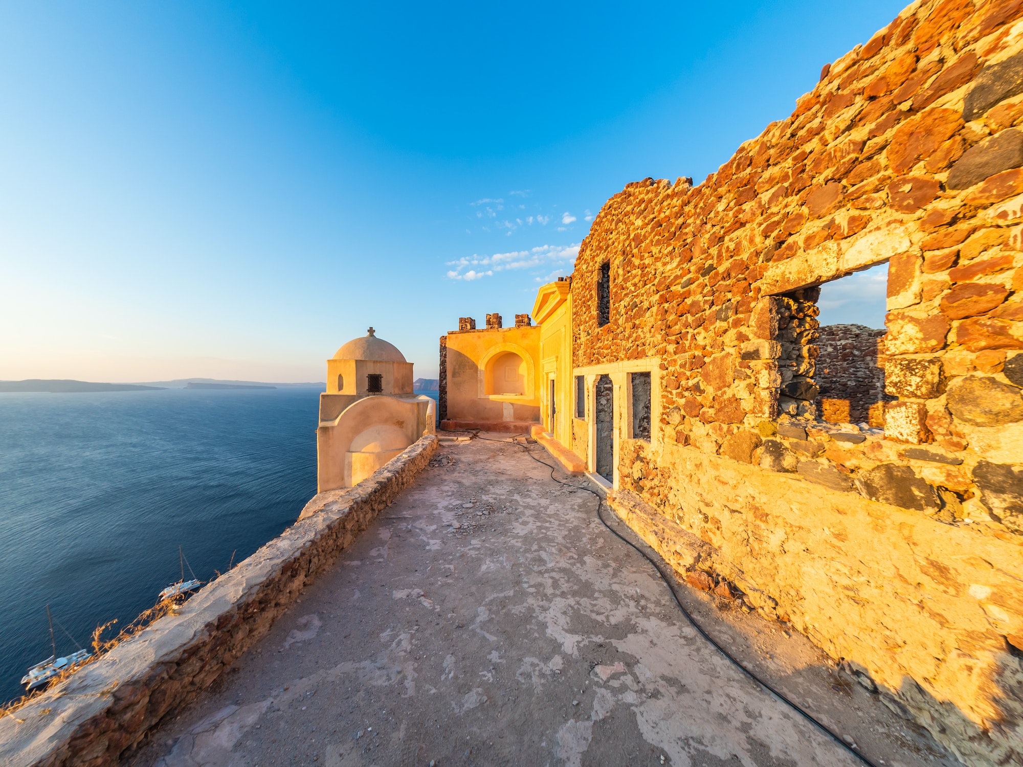 The ruins of the Venetian castle in Oia Santorini G