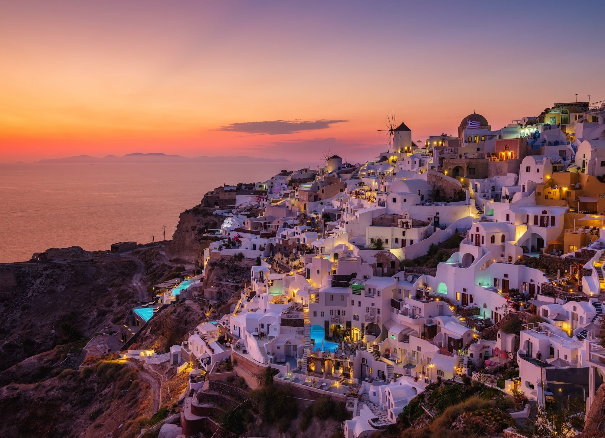 Oia village, Santorini, Greece. View of traditional houses in Santorini.