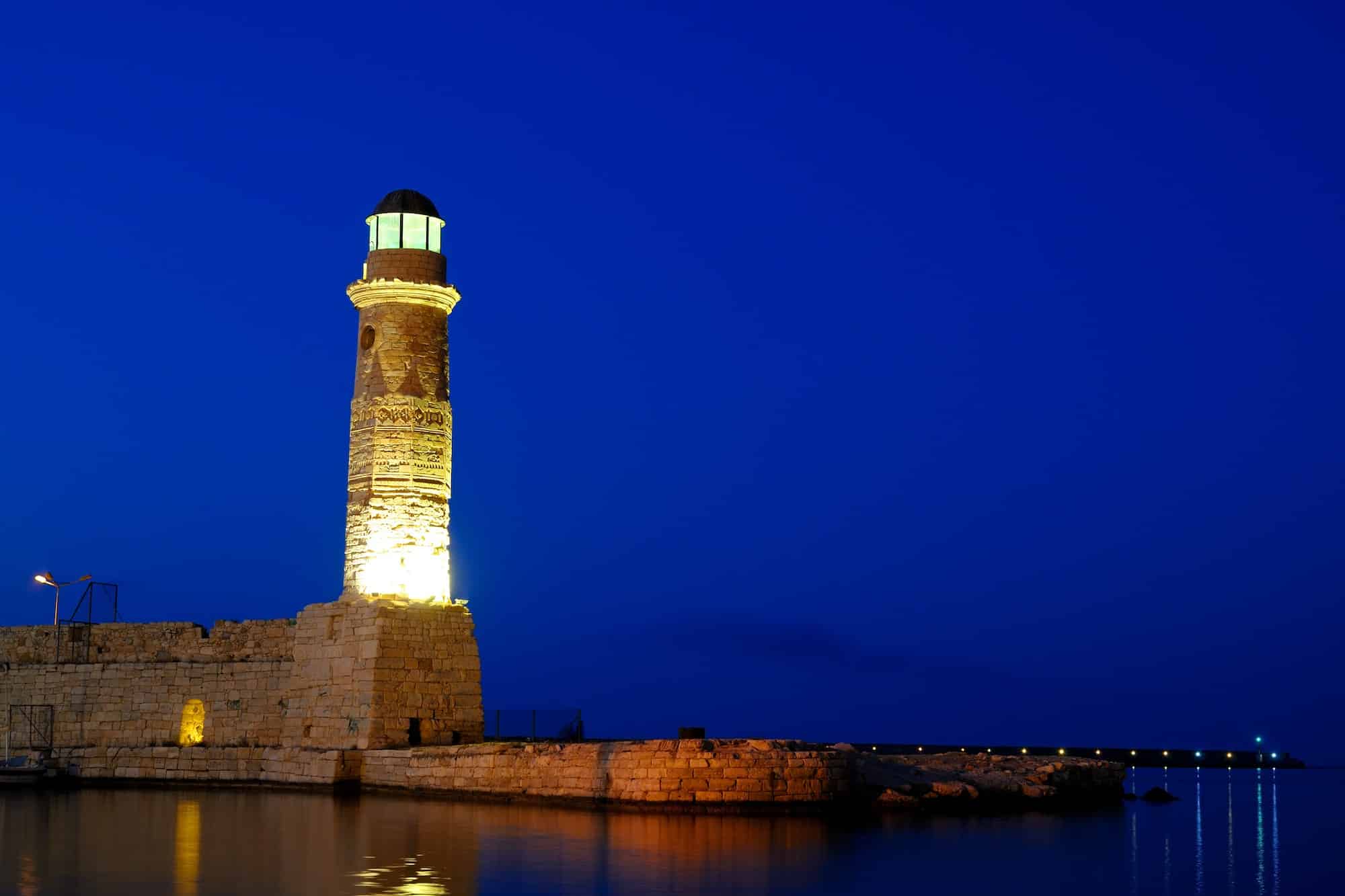 Old lighthouse in city of Rethymno, Crete, Greece