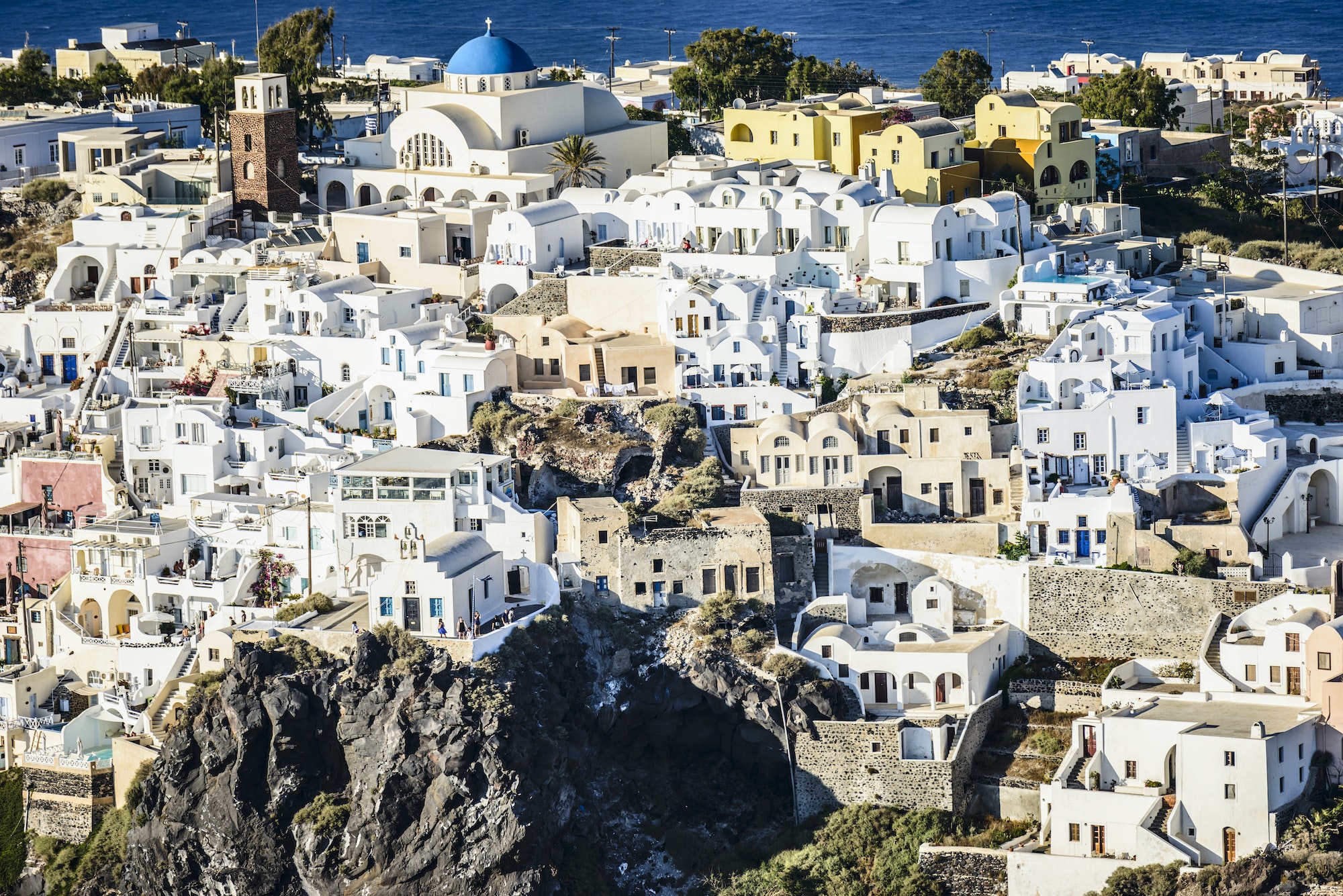 54356,Aerial view of city built on hilltop, Santorini, Egeo, Greece
