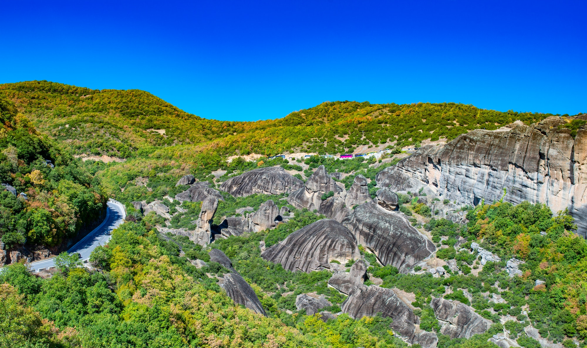 Landscape of Corfu mountains with greenery