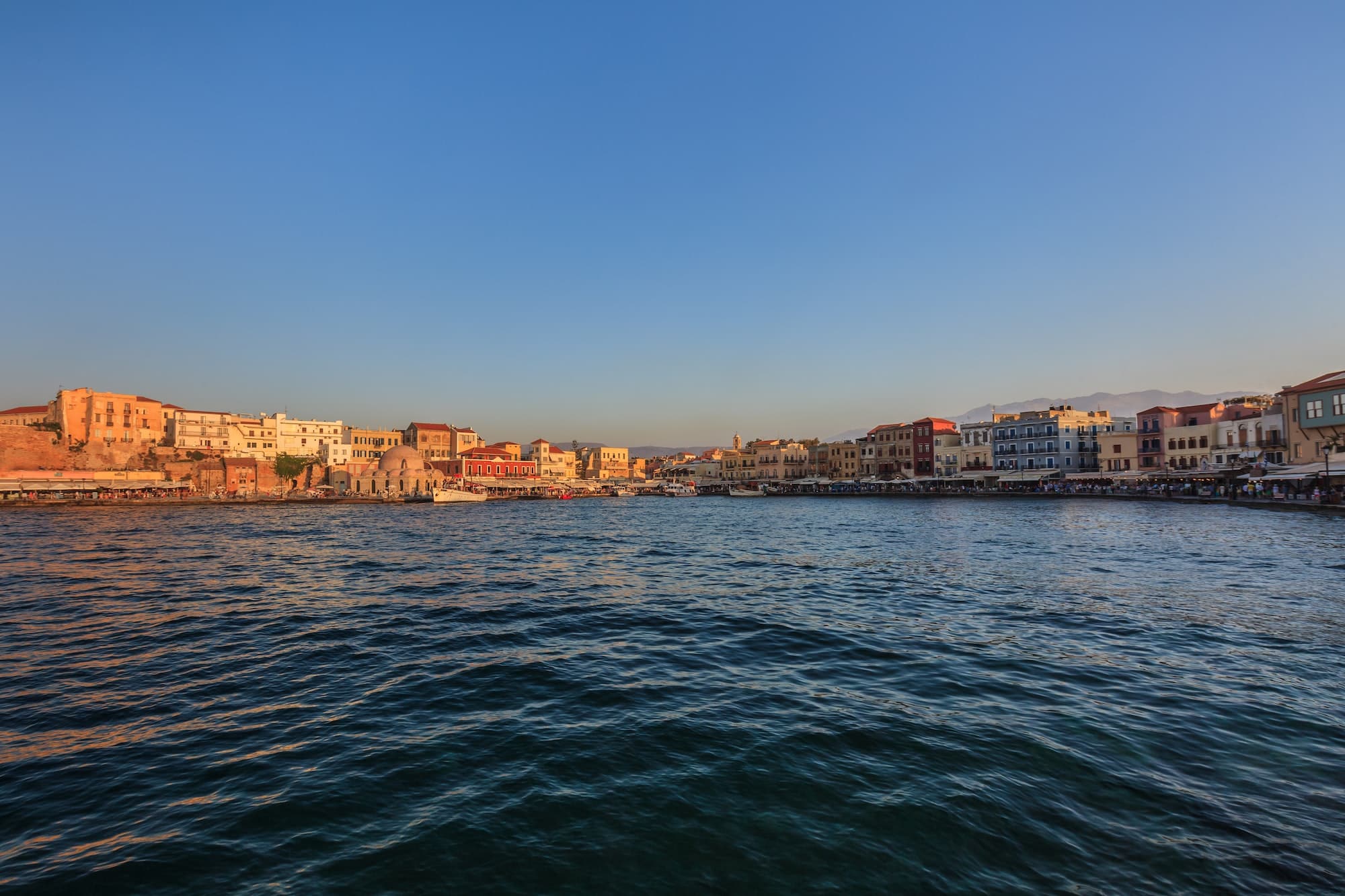 sunset in port of Chania, Crete