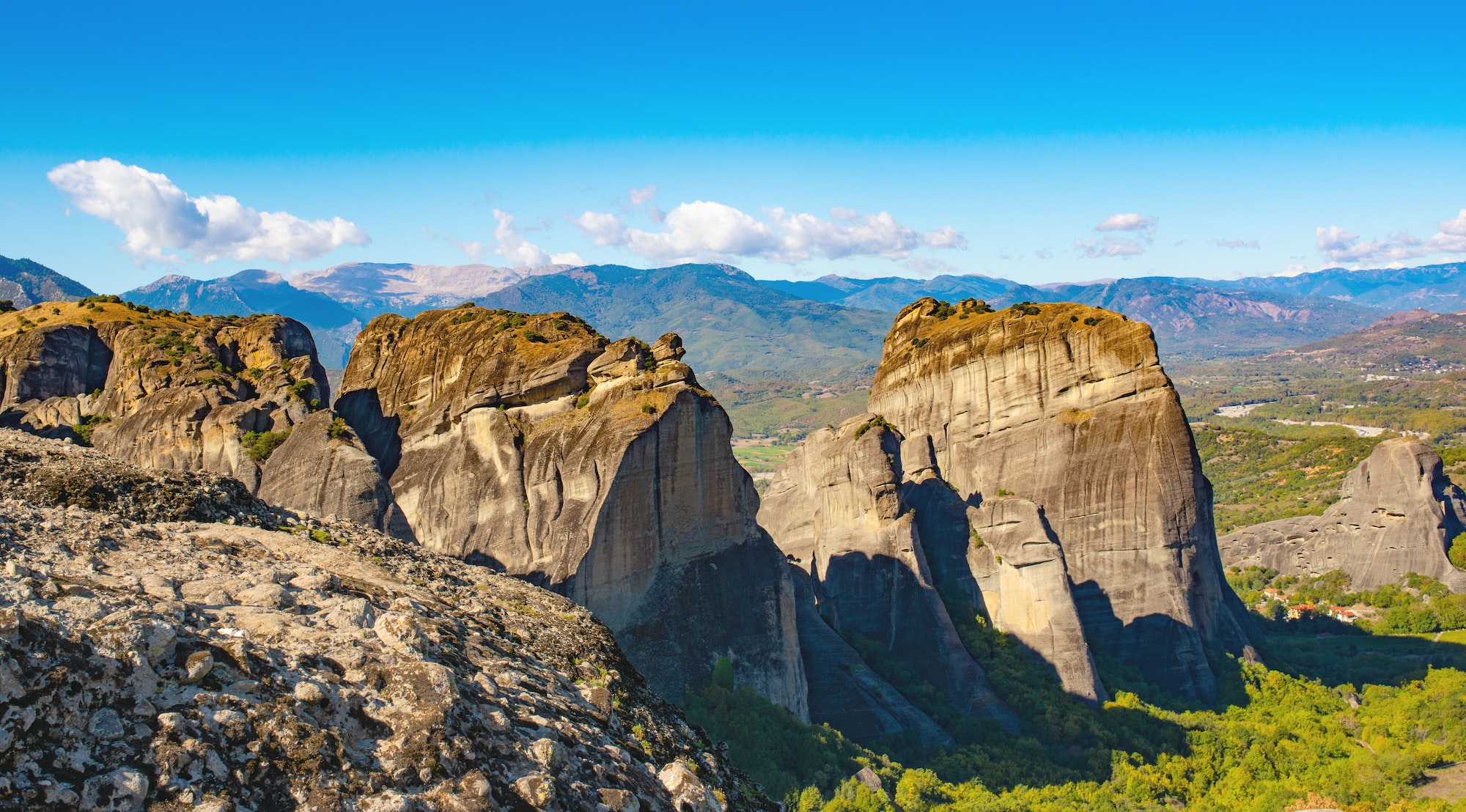 Landscape of Corfu mountains with greenery