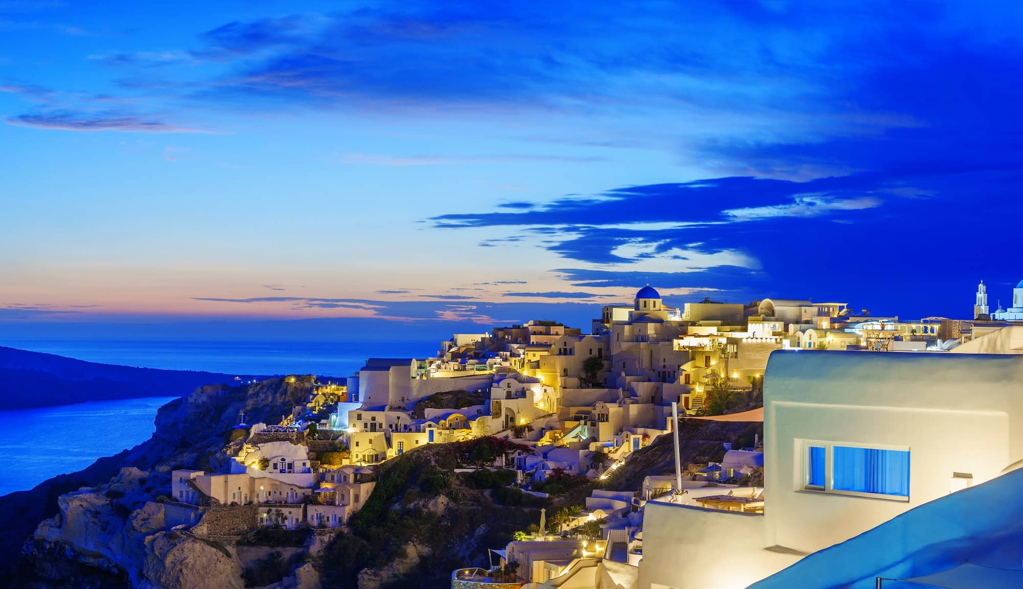 Old Town of Oia or Ia on the island Santorini
