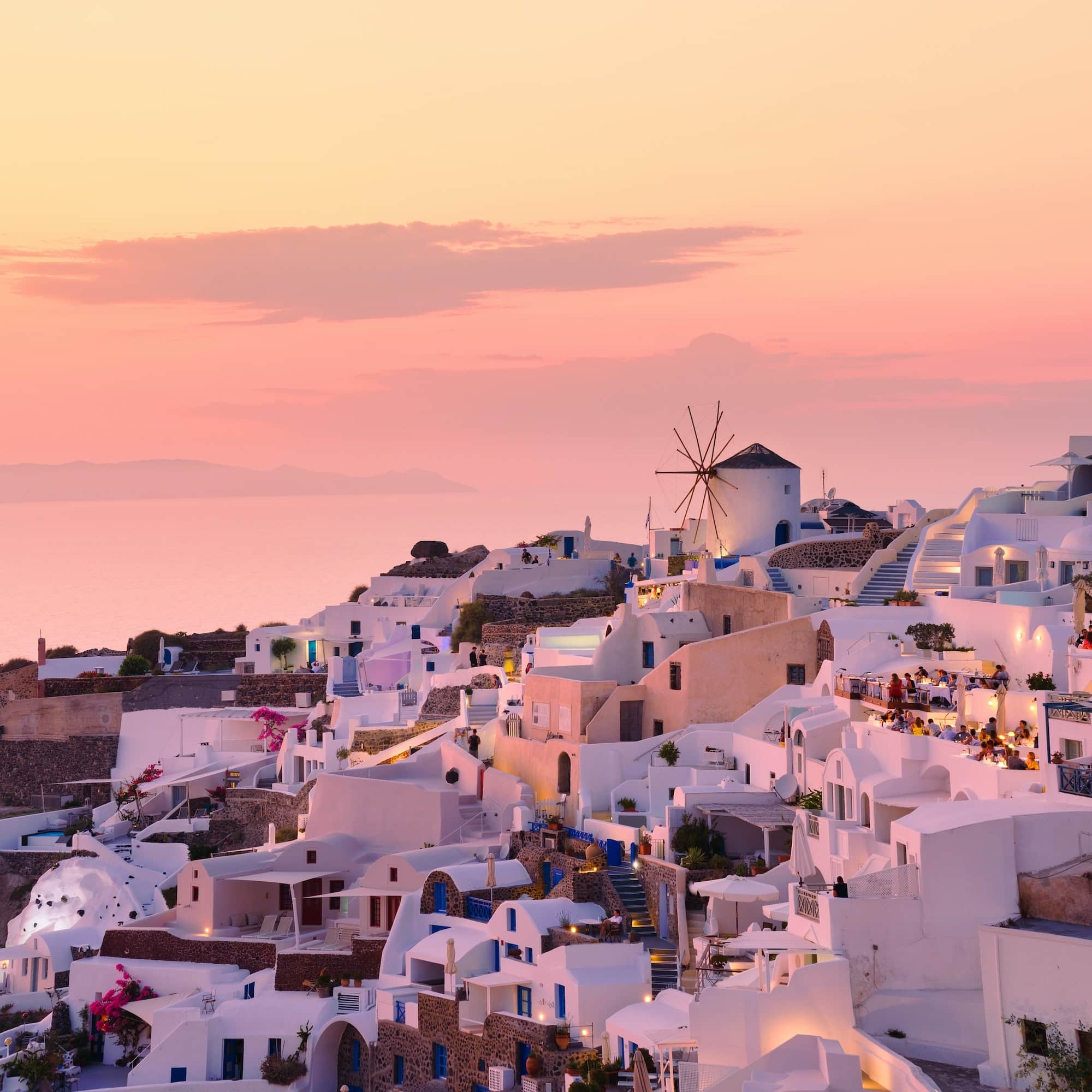 Oia village, Santorini, Greece. View of traditional houses in Santorini.