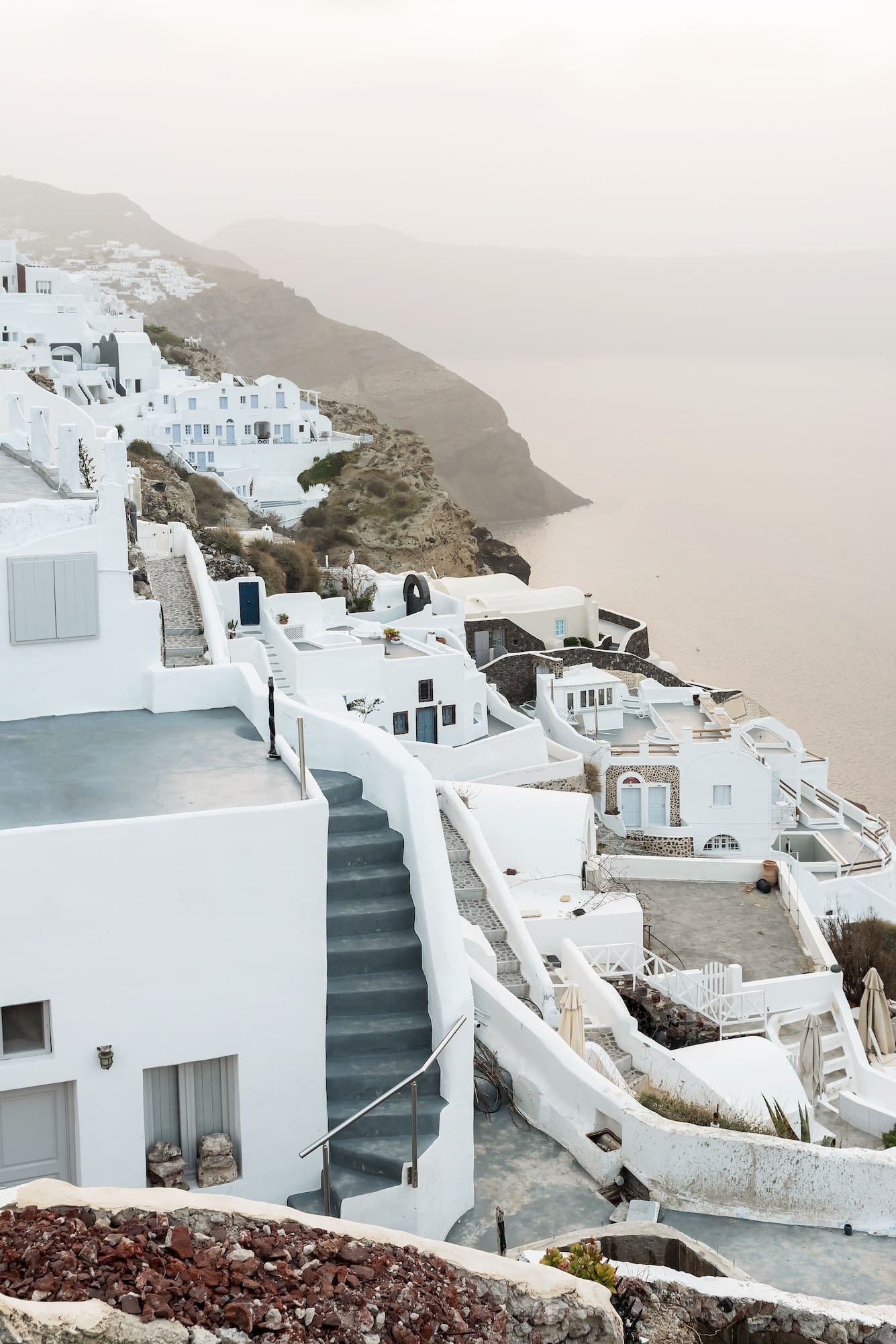 Oia Village On Santorini Island at sunrise, Greece