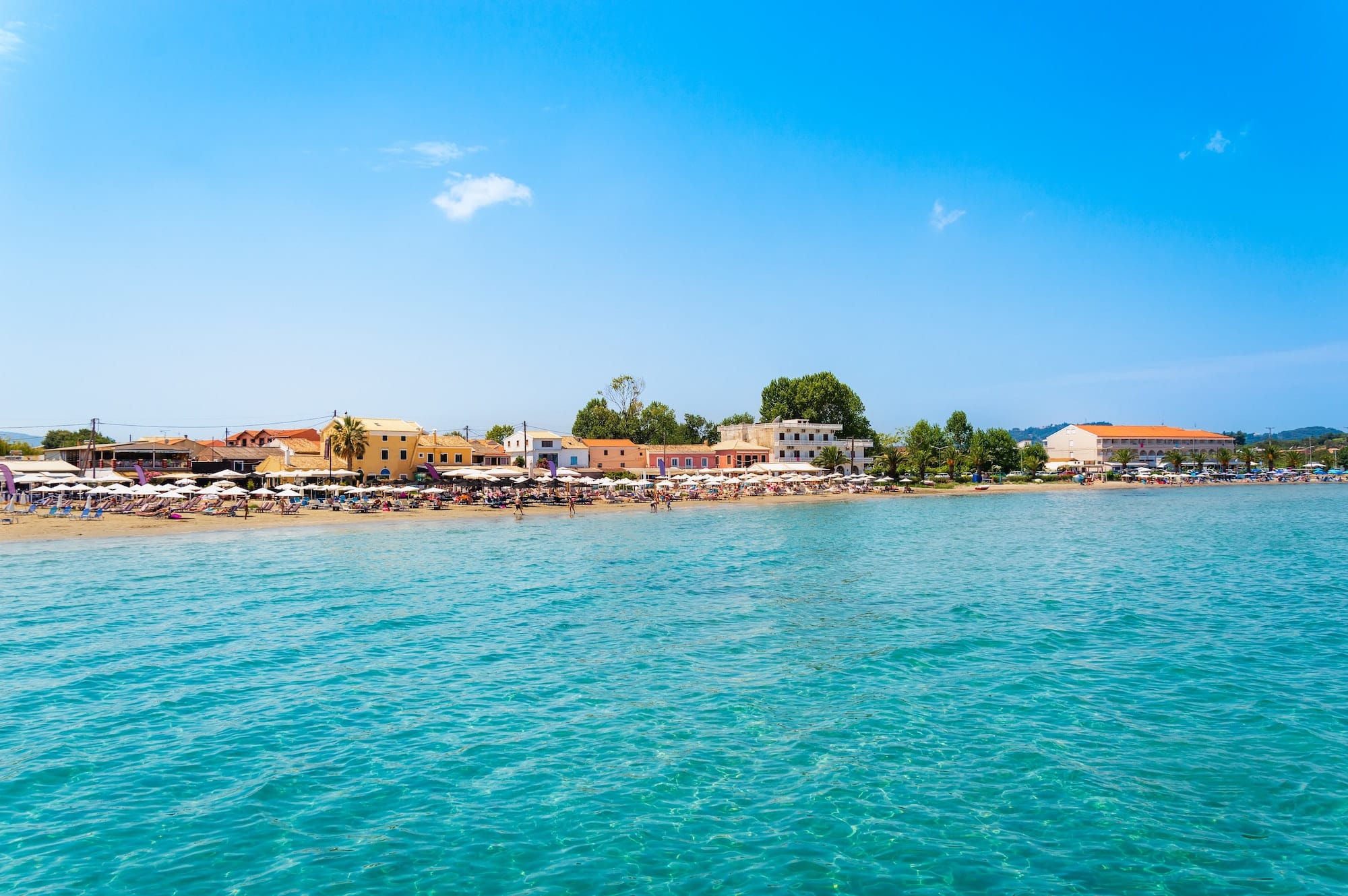 Roda tourist town on Corfu island, Greece