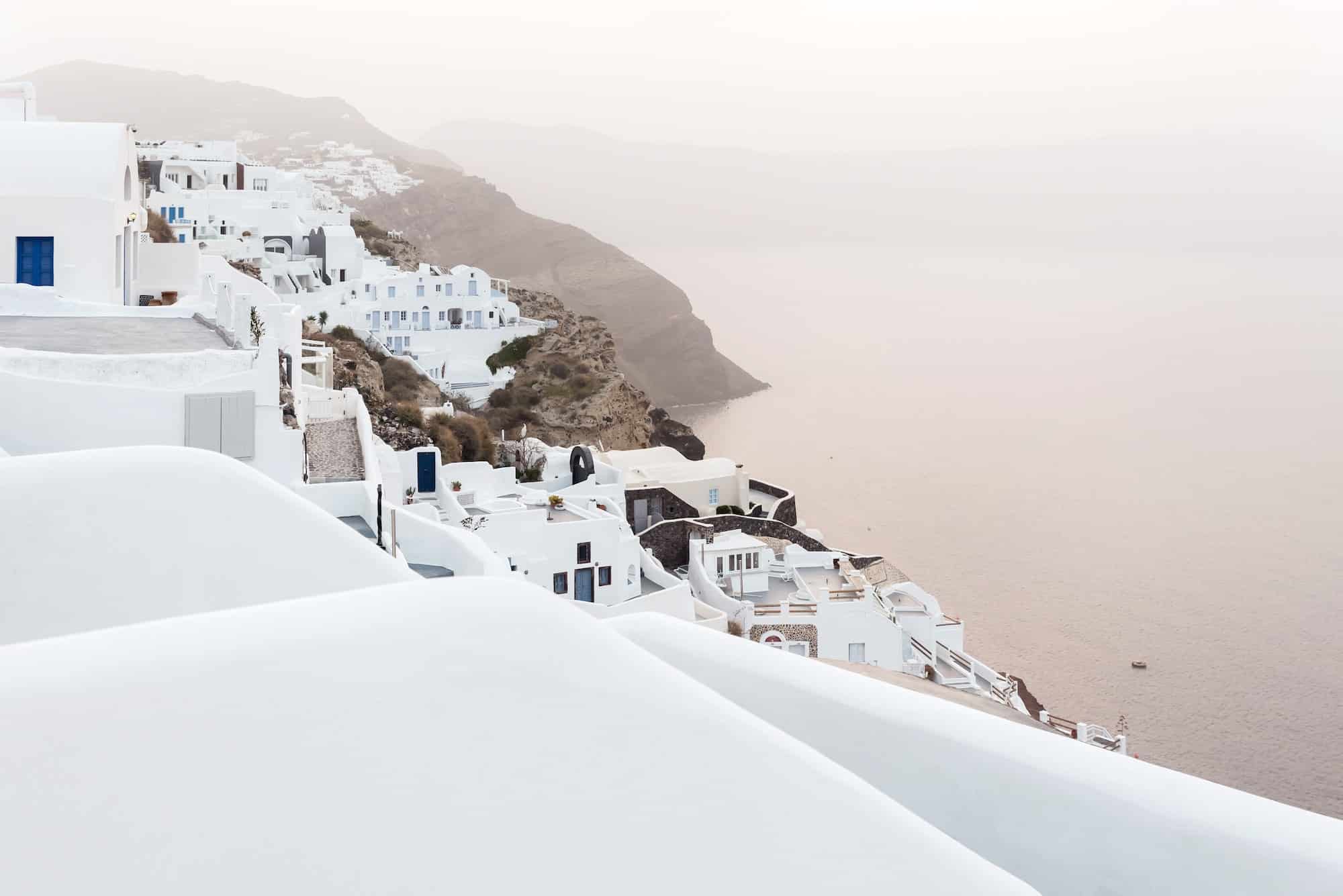 Oia Village On Santorini Island at sunrise, Greece